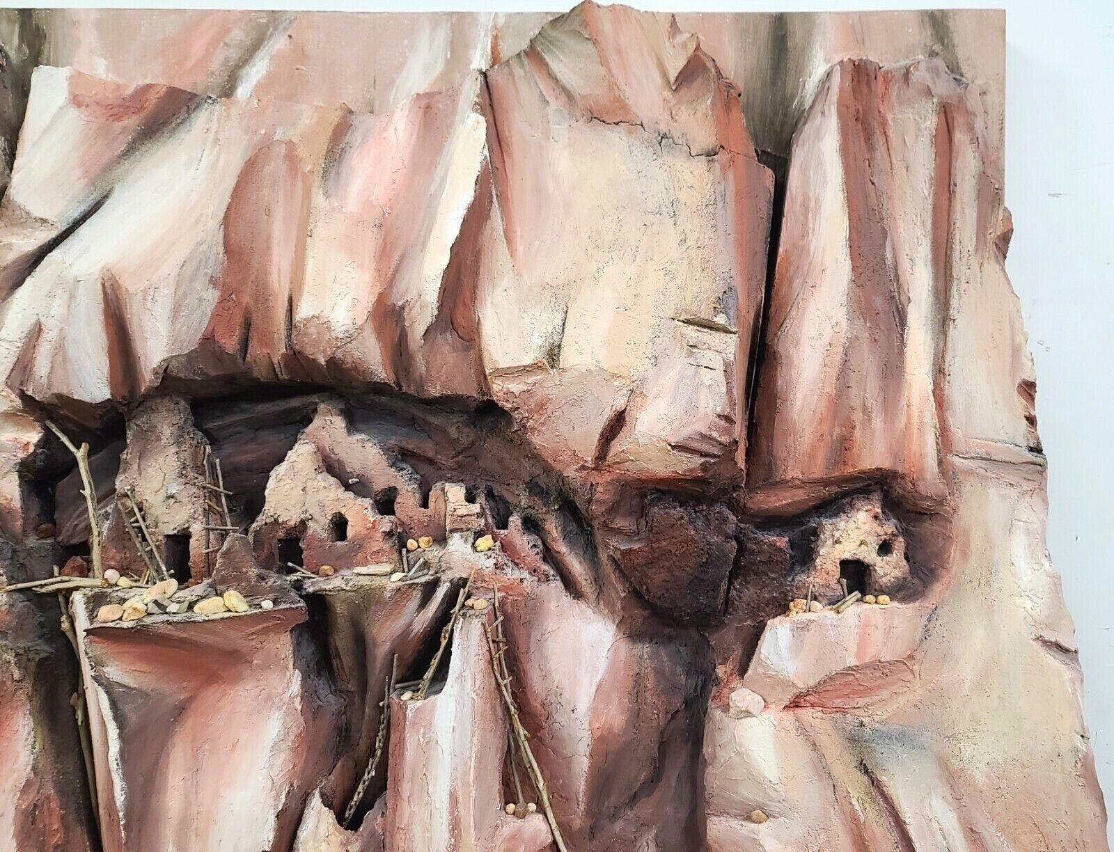 Monumental Pueblo Cliff Dwelling 3 Dimensional Wall Art Sculpture In Good Condition For Sale In Lake Worth, FL