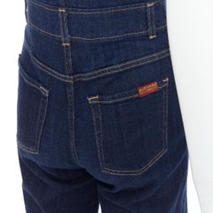 7 FOR ALL MANKIND indigo blue denim wide flare dungaree jumpsuit XS