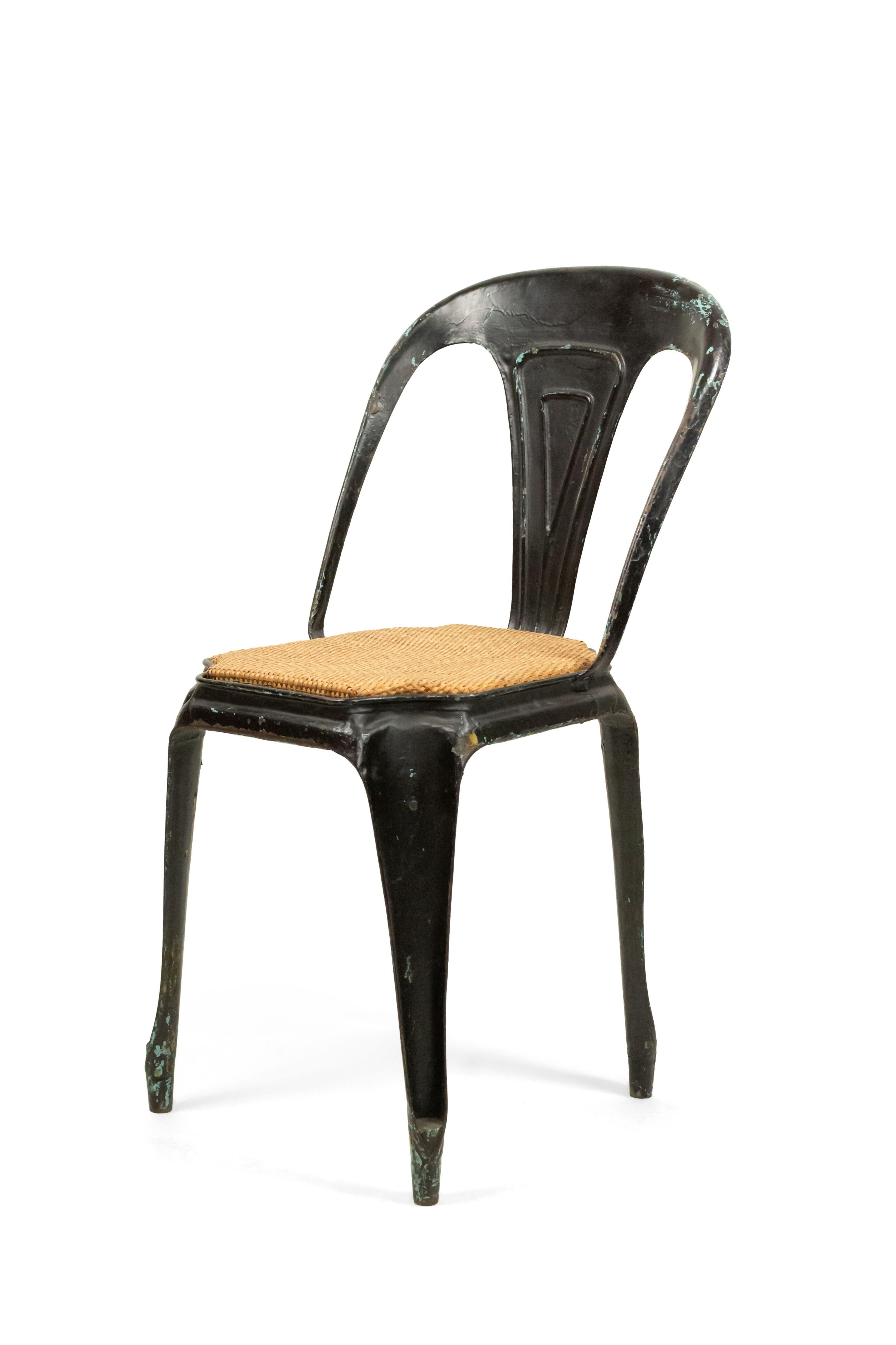 2 French Art Deco Metal Cafe Side Chairs 6