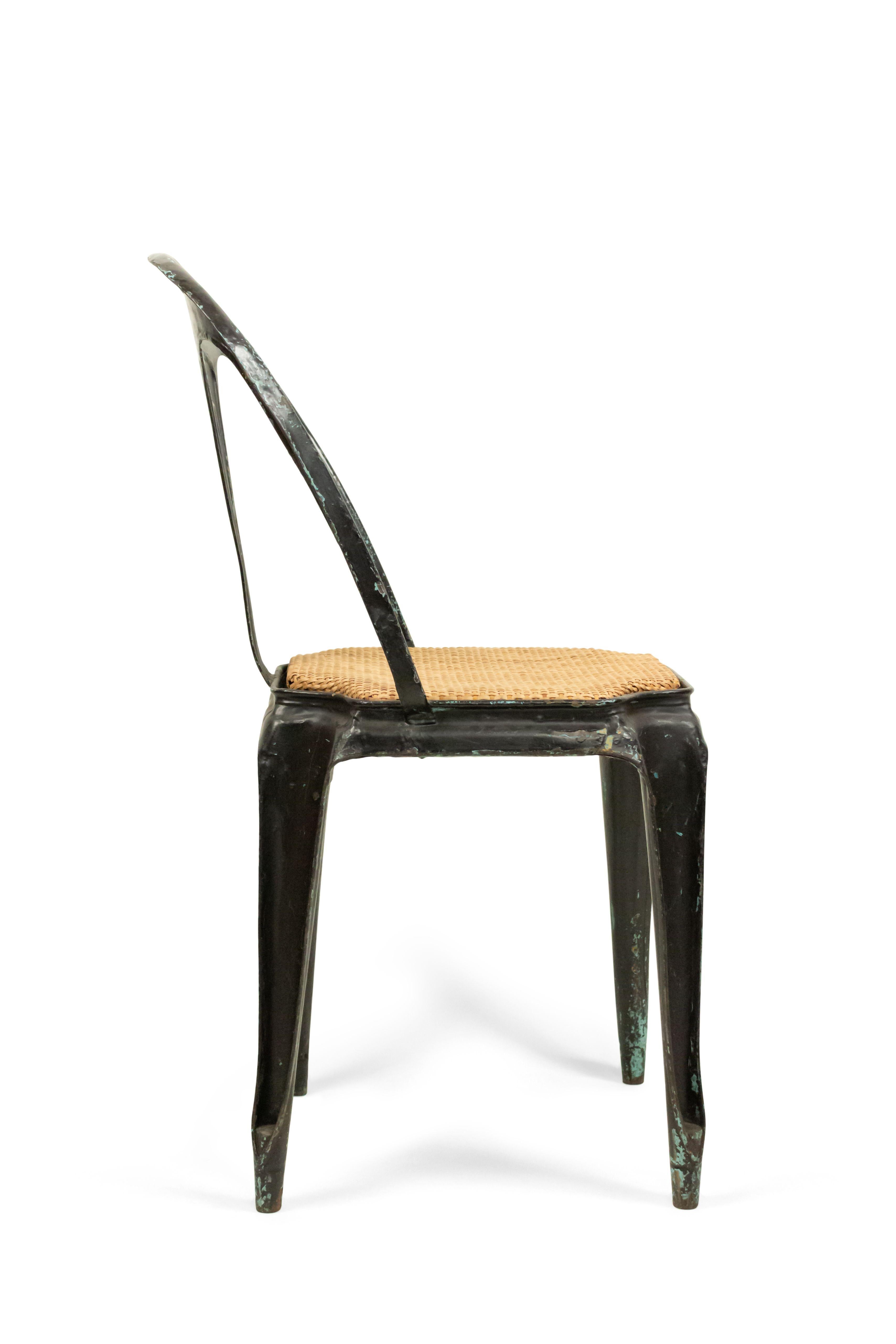 2 French Art Deco Metal Cafe Side Chairs 2