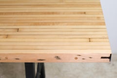 Maple Bowling Alley Table with Pin Markings Industrial Cast Iron NY Legs