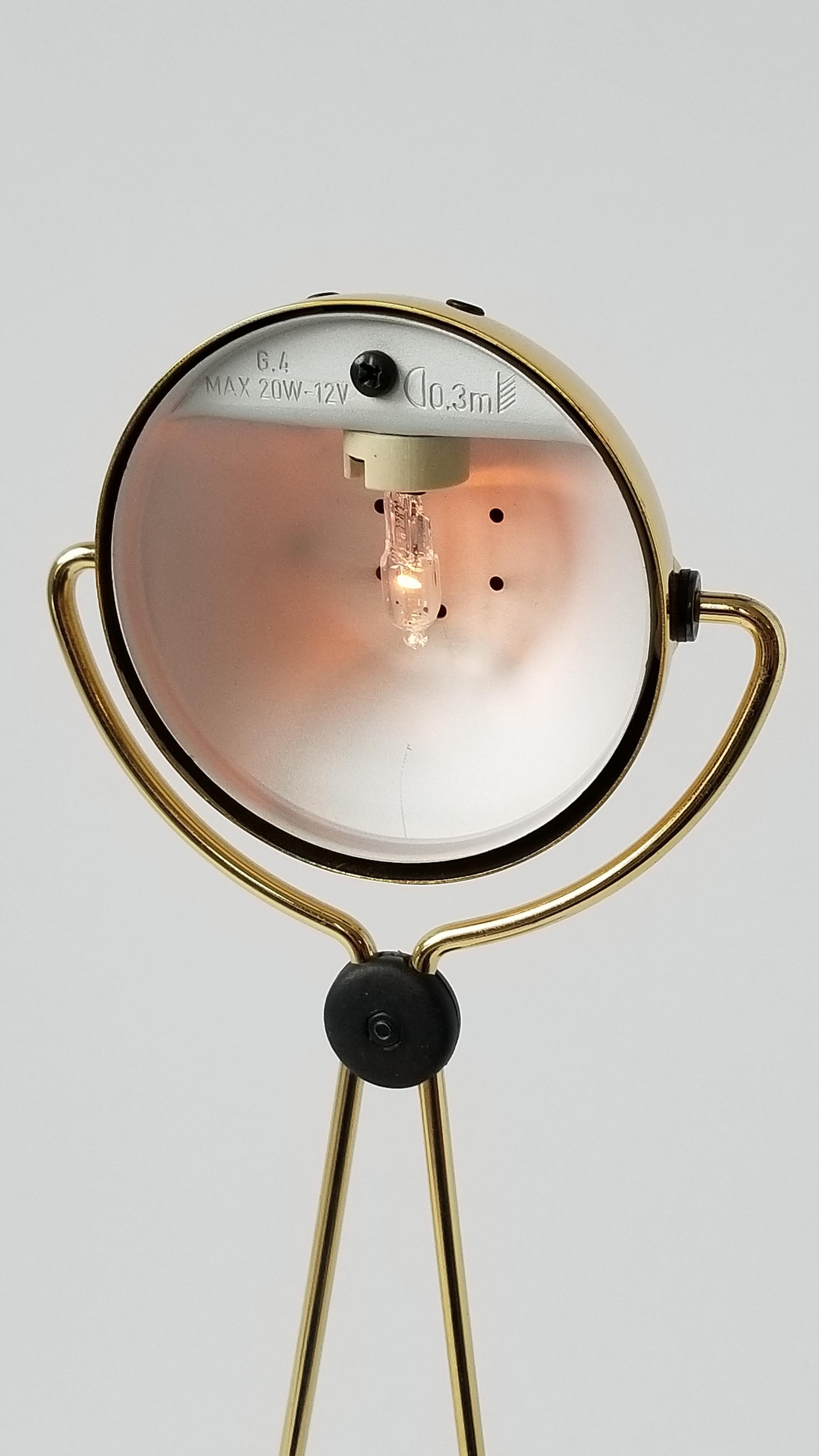 Modern Gold-Plated Halogen Table Lamp 'Meridiana' by Stephano Cevoli, 1980s, Italia For Sale