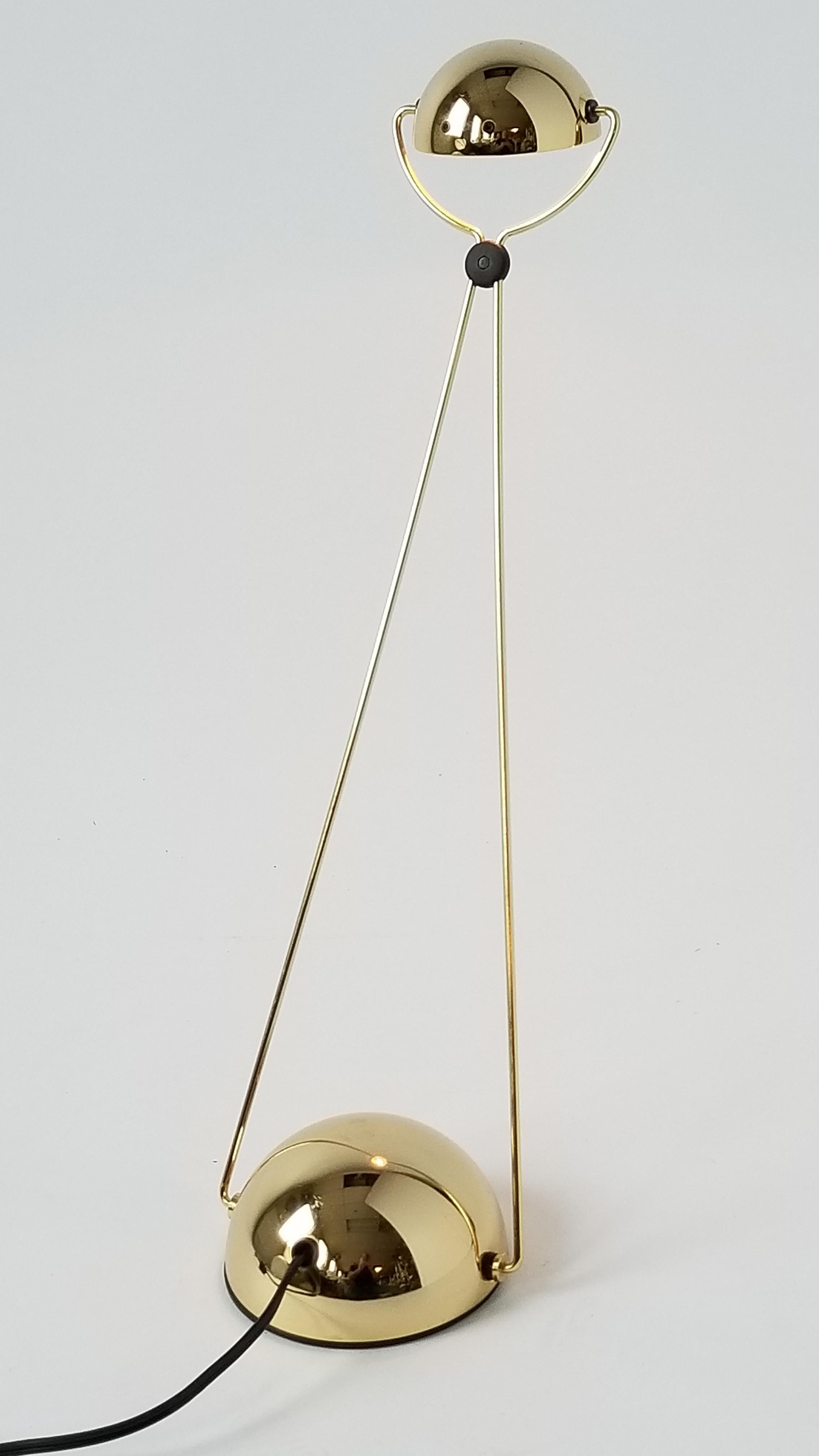 Late 20th Century Gold-Plated Halogen Table Lamp 'Meridiana' by Stephano Cevoli, 1980s, Italia For Sale