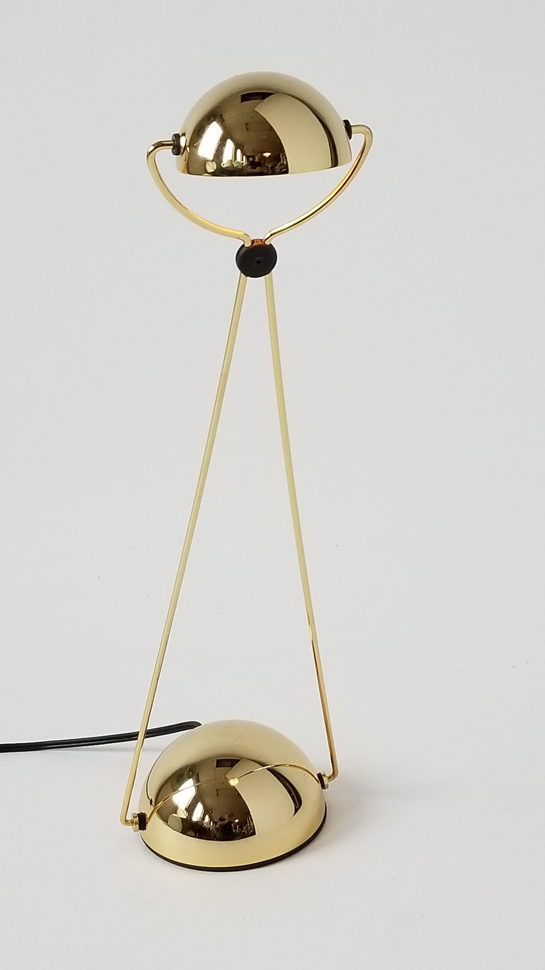 Gold-Plated Halogen Table Lamp 'Meridiana' by Stephano Cevoli, 1980s, Italia For Sale 1
