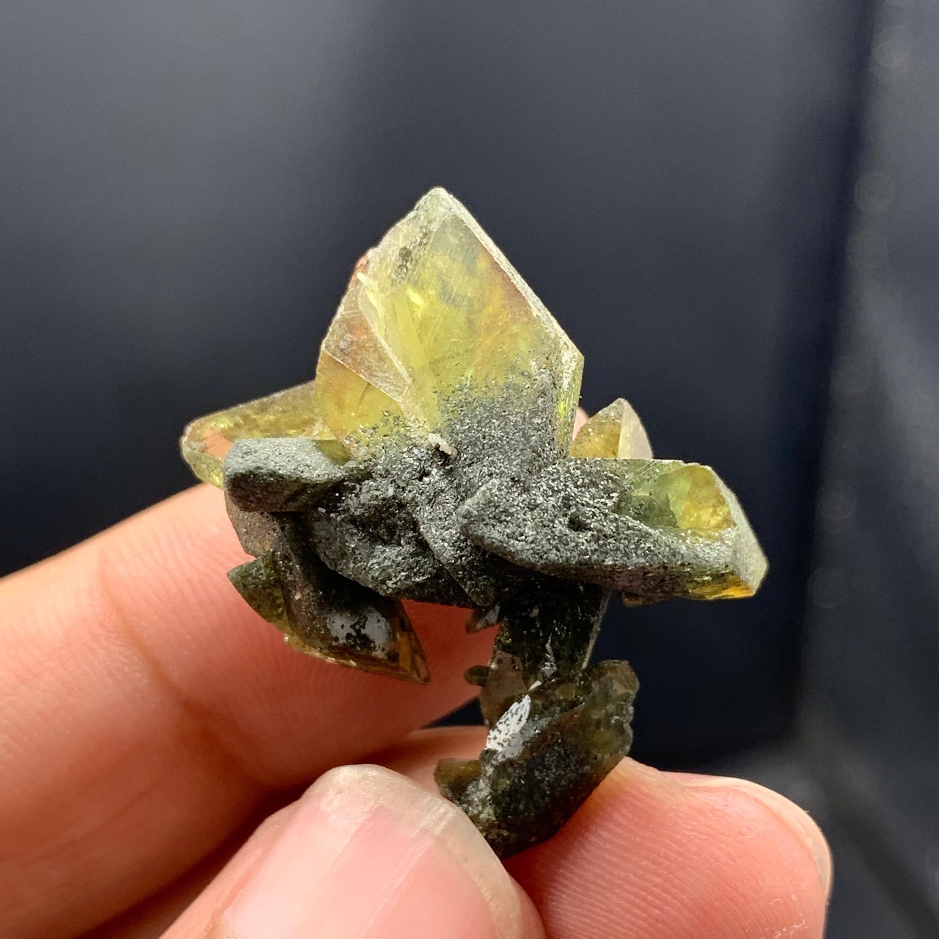 Rock Crystal 7 Gram Stunning Sphene Crystals Cluster from Skardu, Pakistan For Sale