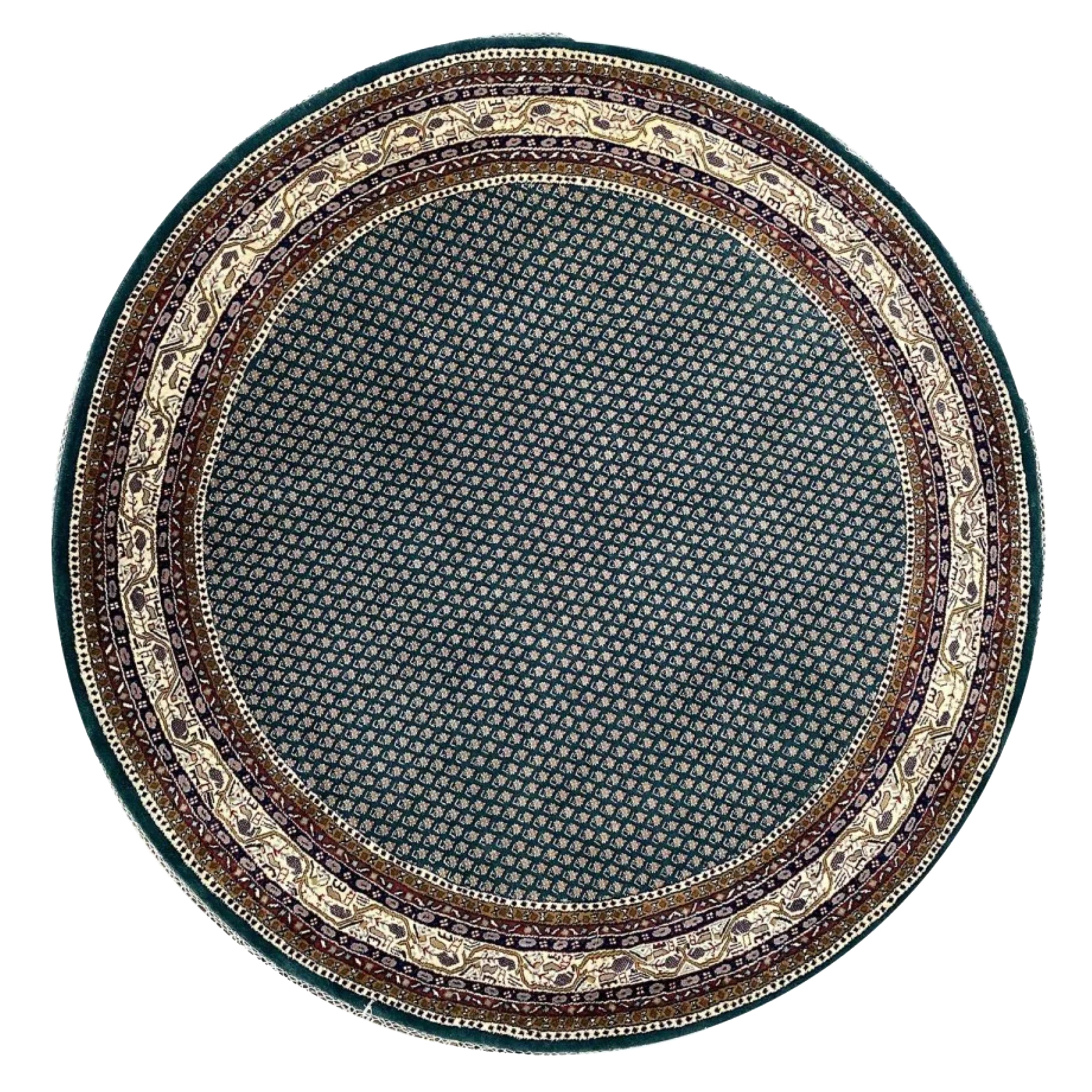 7
Hand Knotted Green and Ivory India Rug