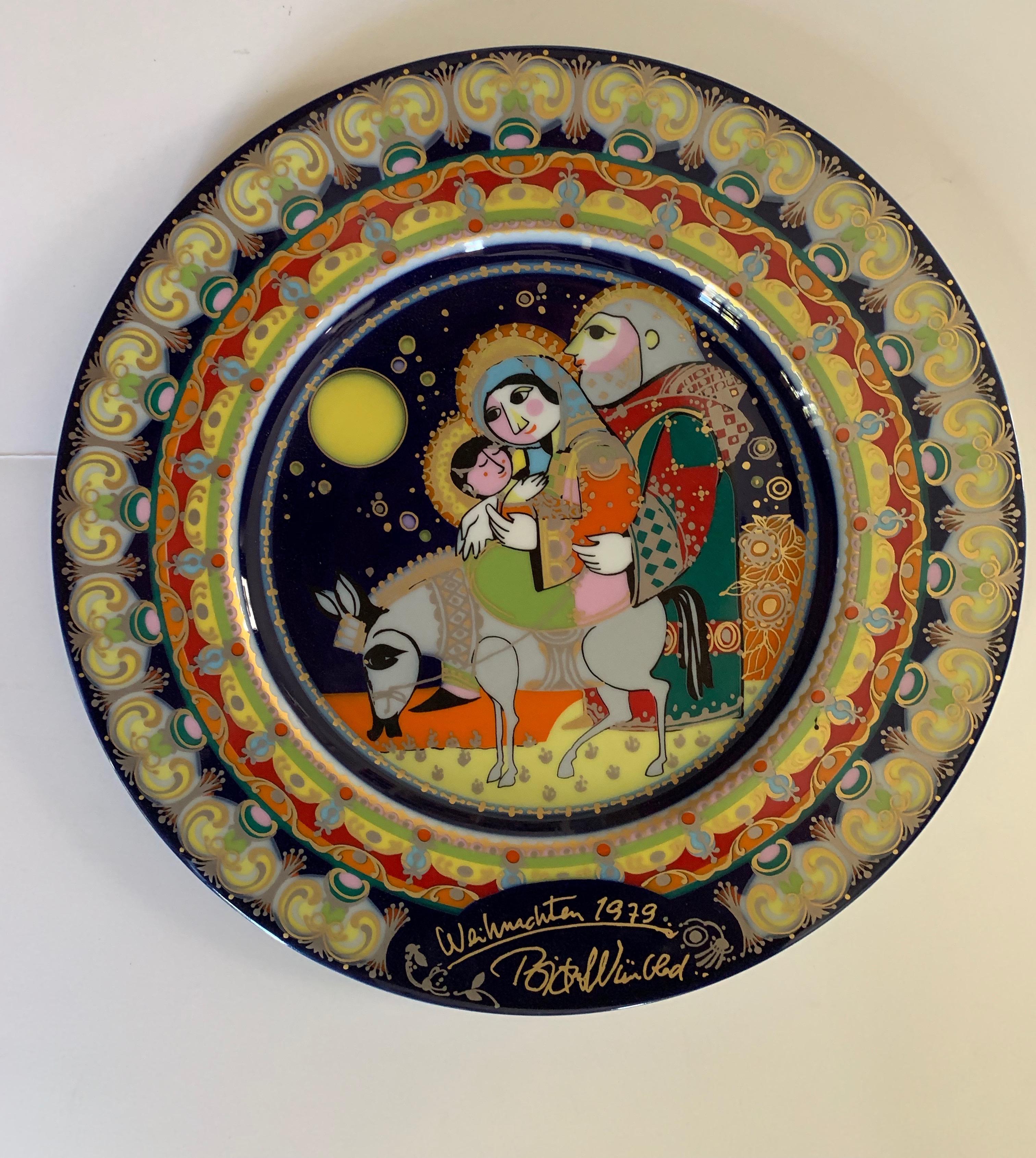 German 7 Hand Painted and Signed Bjorn Wiinblad Rosenthal Plates