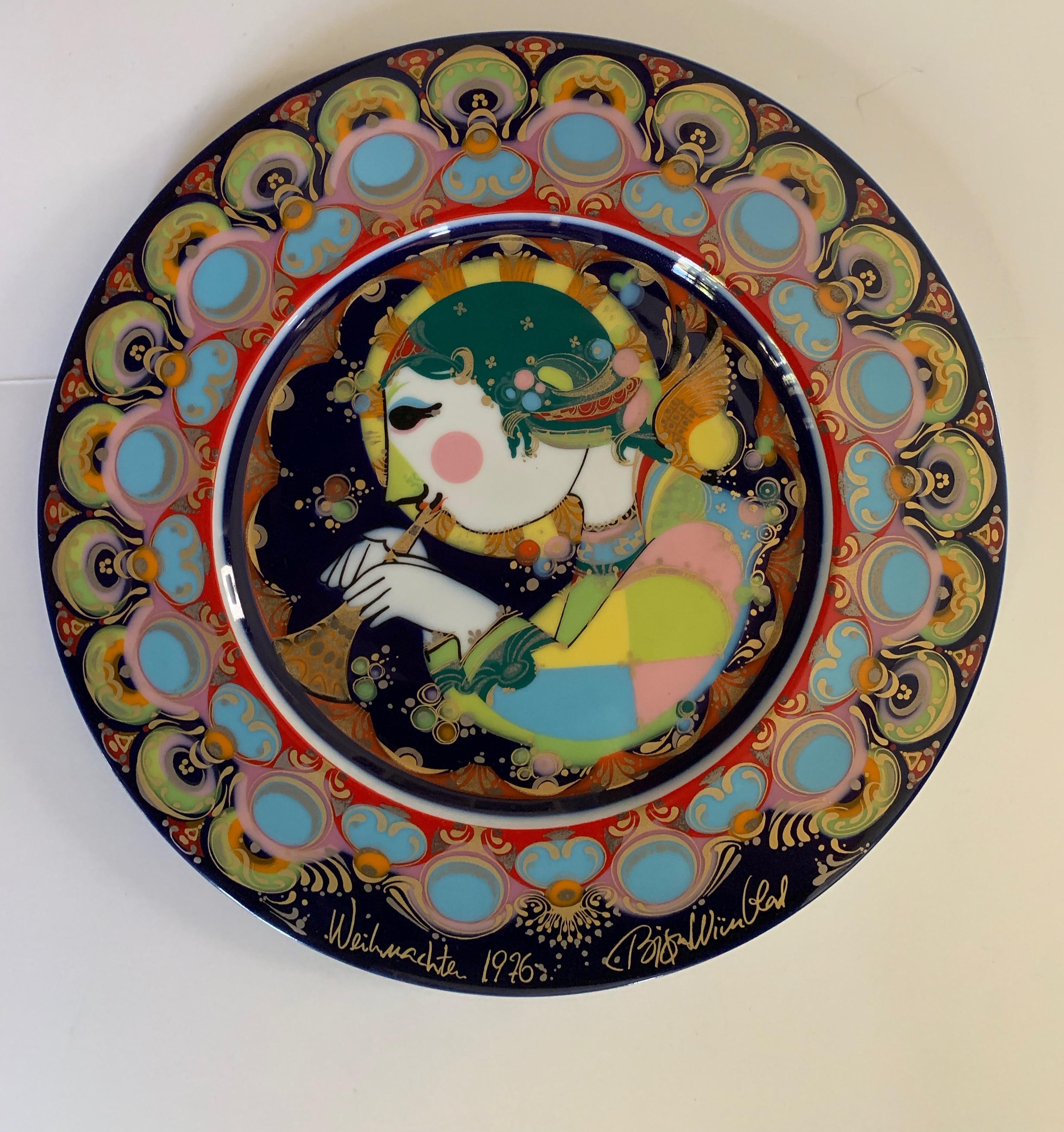 Hand-Painted 7 Hand Painted and Signed Bjorn Wiinblad Rosenthal Plates