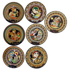 7 Hand Painted and Signed Bjorn Wiinblad Rosenthal Plates