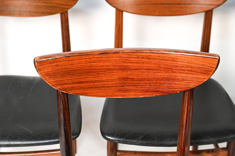 Leather '7' Harry Østergaard for Skovby Danish Mid-Century Rosewood Dining Chairs For Sale