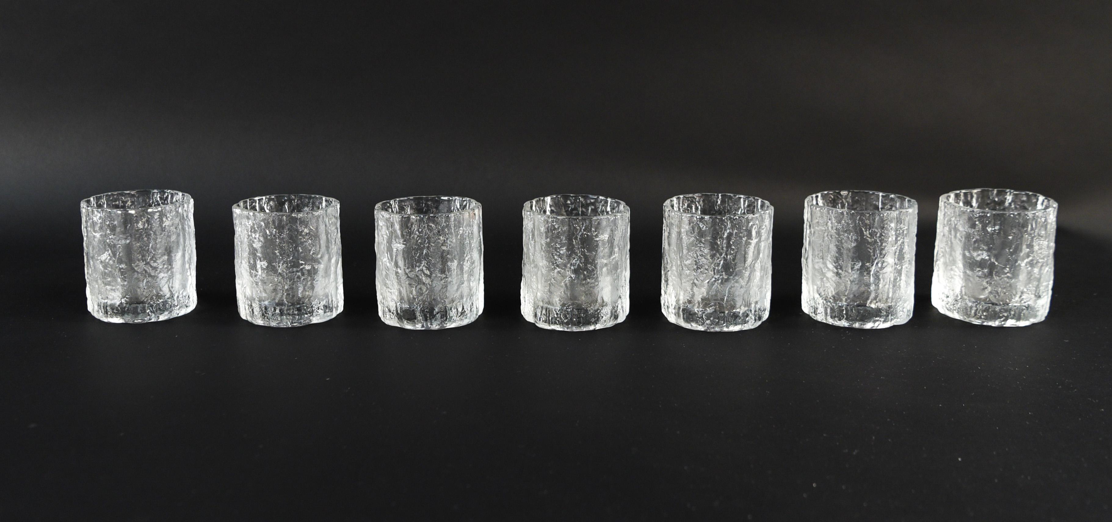 Mid-Century Modern 7 Hoya Ice Glass Midcentury Glasses