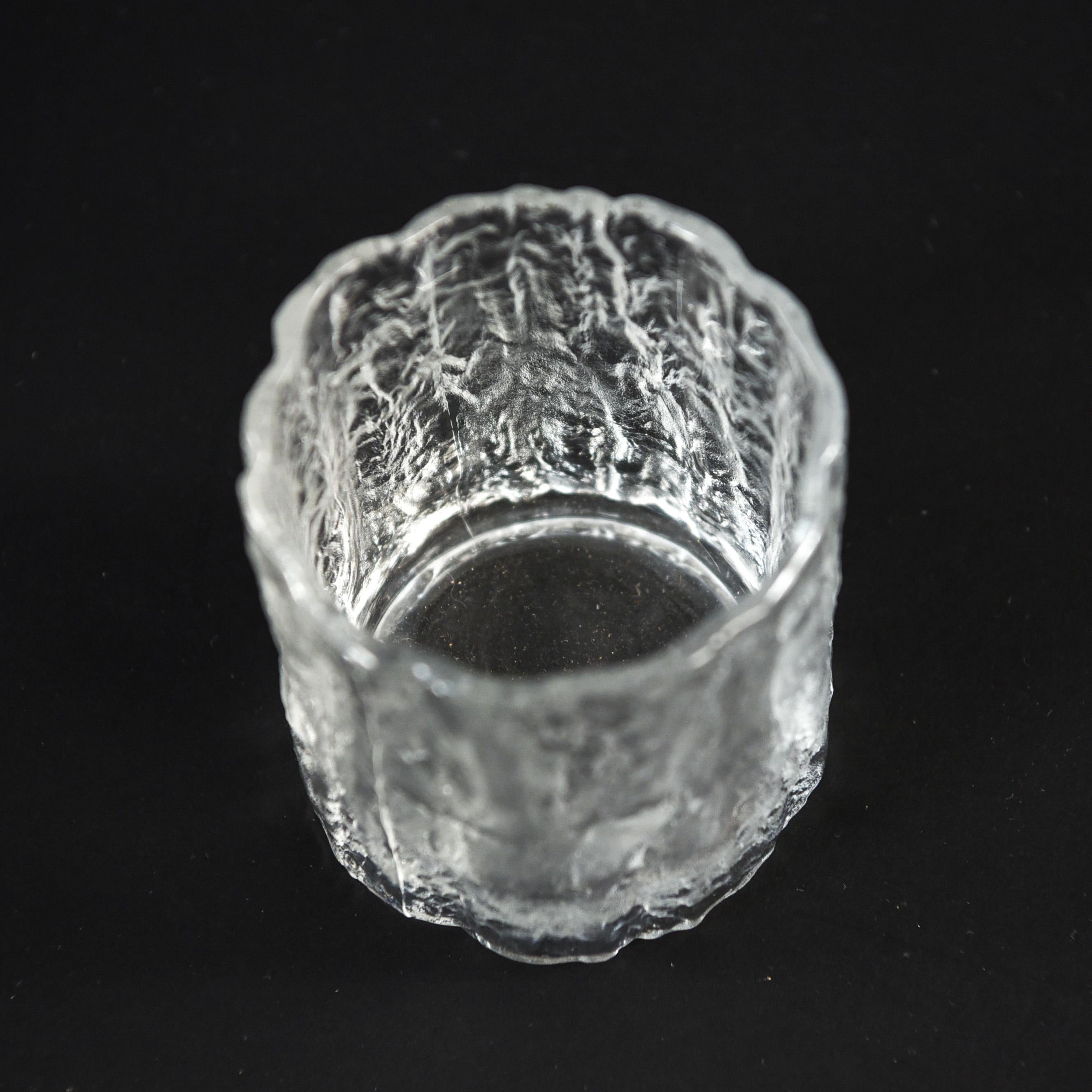7 Hoya Ice Glass Midcentury Glasses In Good Condition In Norwalk, CT