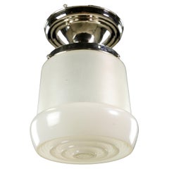 7 in. White Frosted Glass & Steel Semi Flush Mount Light