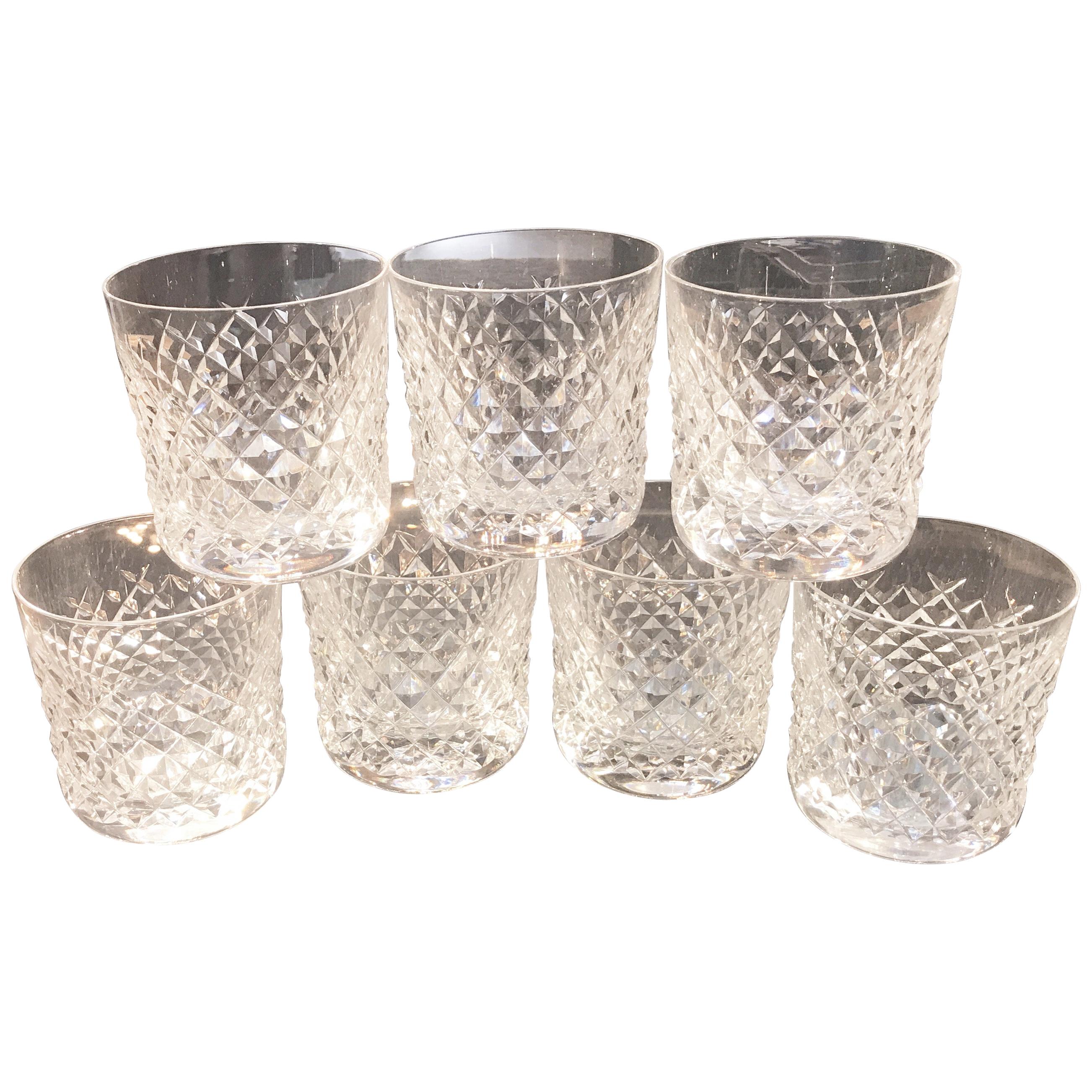 7 gobelets à whisky Waterford en cristal irlandais taillés à la main