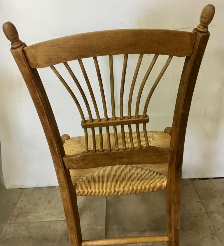 7 Italian Maple Chairs with Rush Seats at 1stDibs