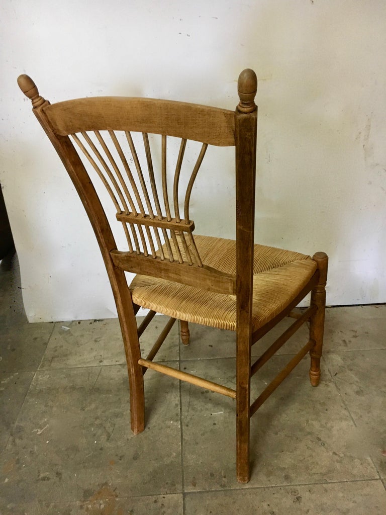 7 Italian Maple Chairs with Rush Seats at 1stDibs