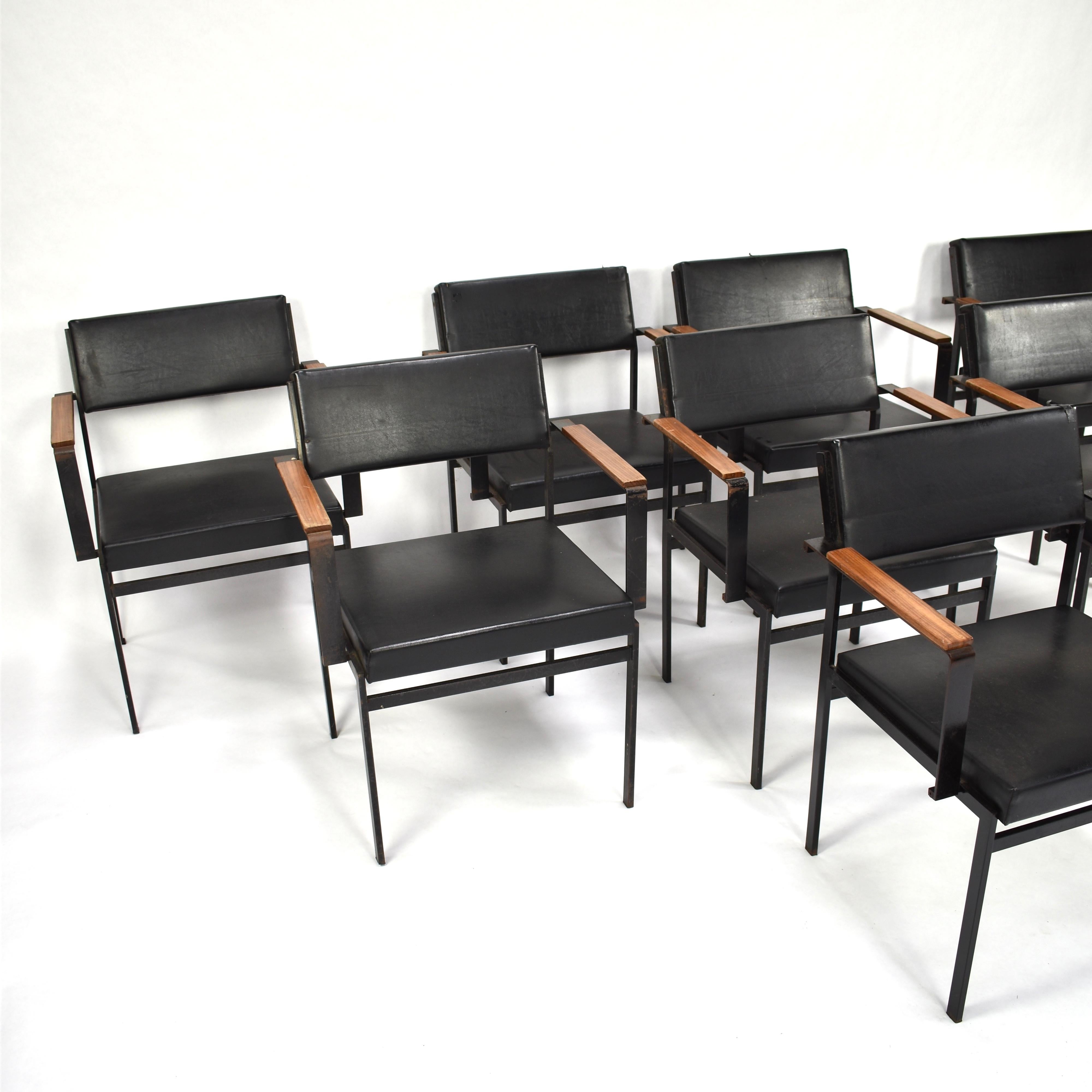 Mid-Century Modern 7 Japanese Series FM17 Dining Chairs by Cees Braakman for Pastoe, circa 1950