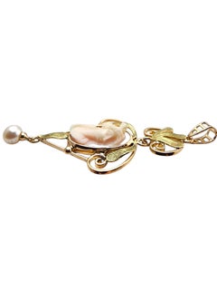 7 Karat Yellow Gold Cameo Pendant With Pearl Drop #24037
