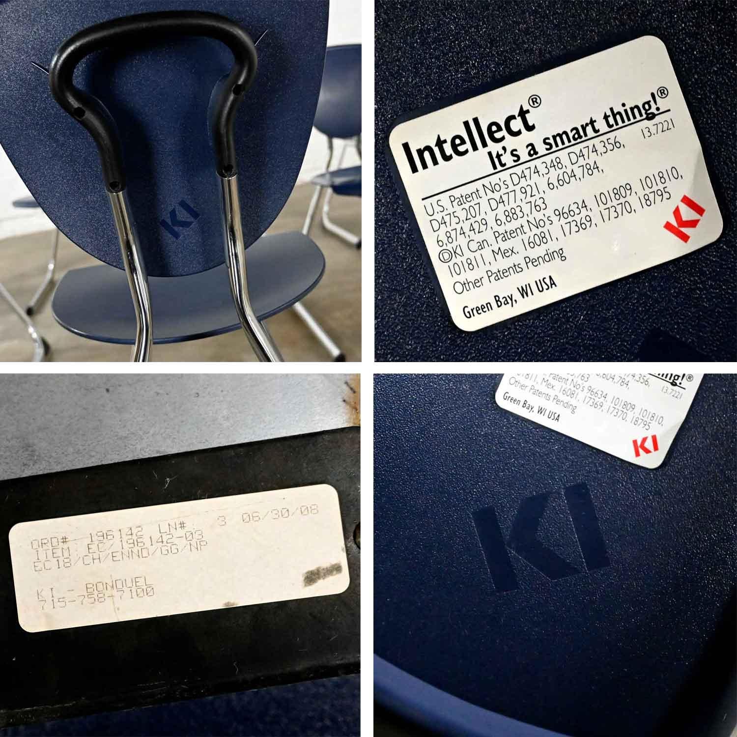 7 sedie da pranzo moderne KI Seating in plastica blu scuro e cromo a sbalzo inverso in vendita 9