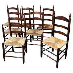 7 Ladder Back Rush Seat Dining Chairs