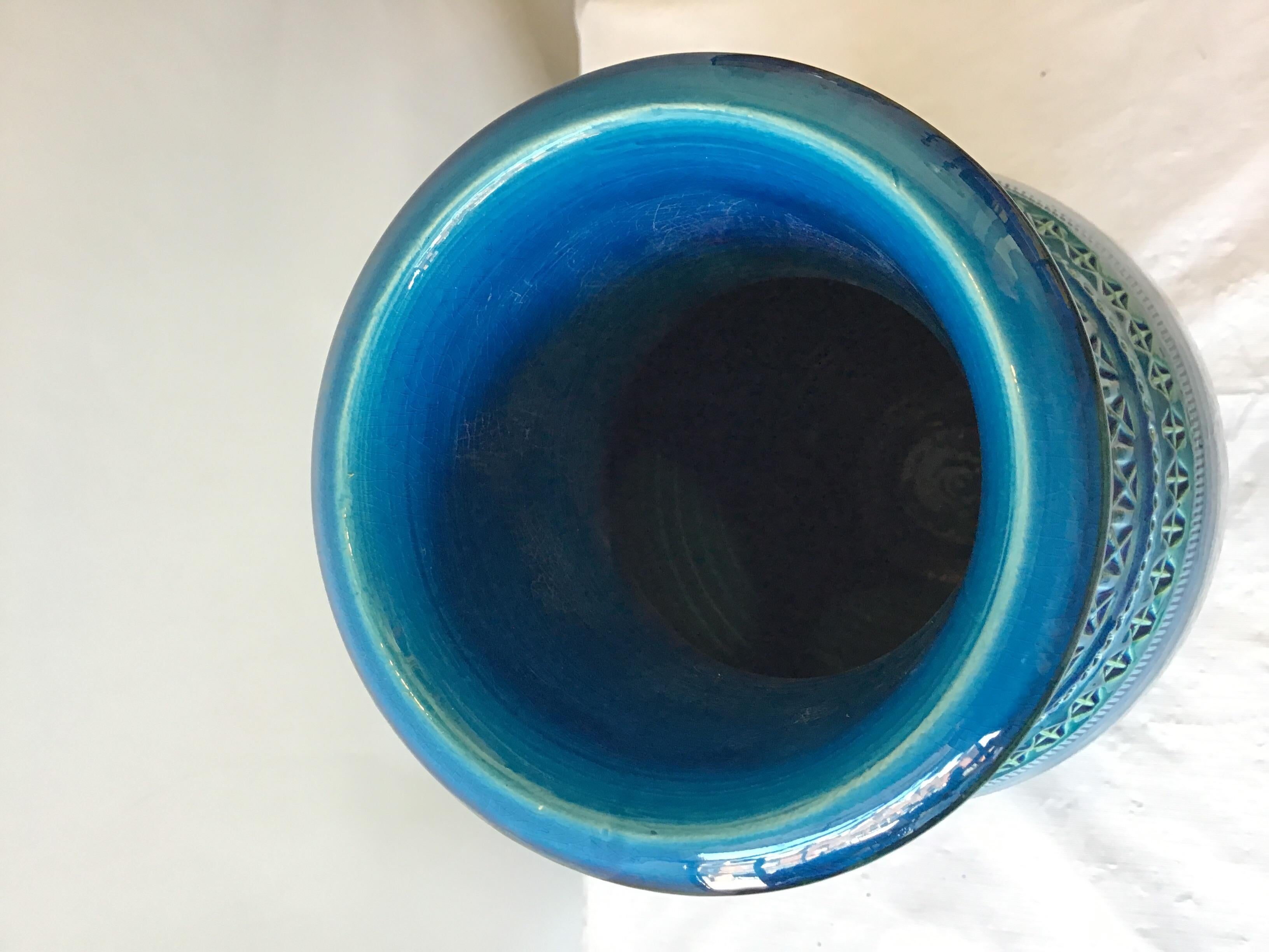 7 Large Bitossi Blue Rimini Flavia Montelupo Vases In Good Condition For Sale In Tarrytown, NY