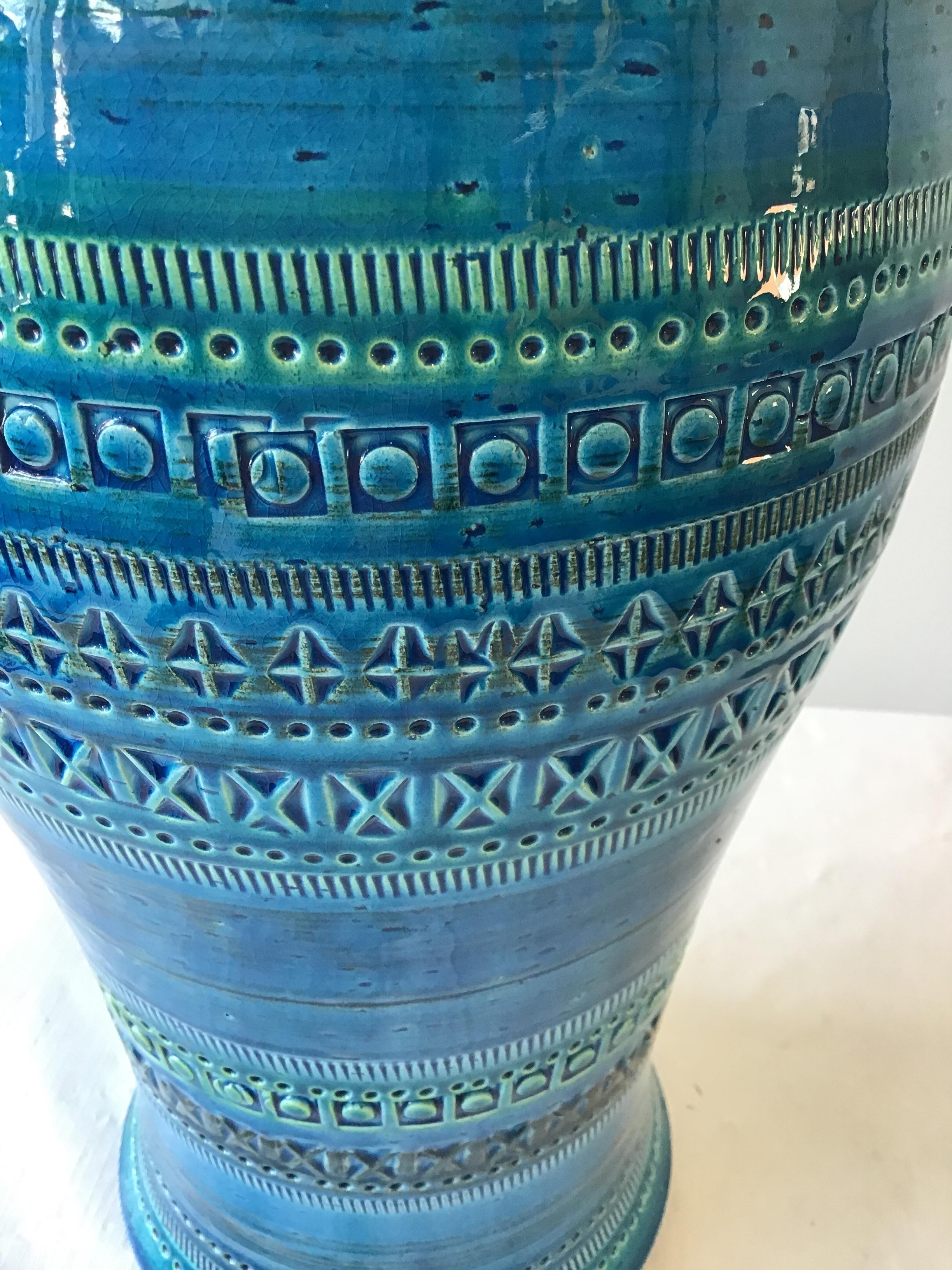 Late 20th Century 7 Large Bitossi Blue Rimini Flavia Montelupo Vases For Sale