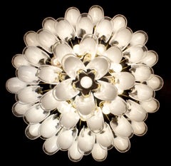 7 Large Murano Glass White Petals Chandelier
