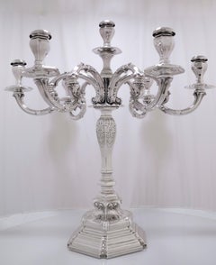 7-Light Candelabrum in Solid 925 Silver by Pria e Sari, Italy (1900)