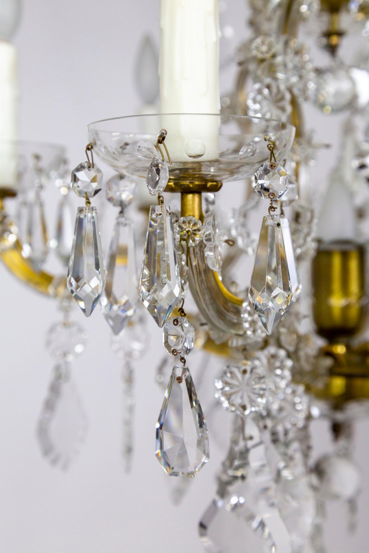 7-Light Multi-Crystal Maria Theresa Chandelier For Sale 5