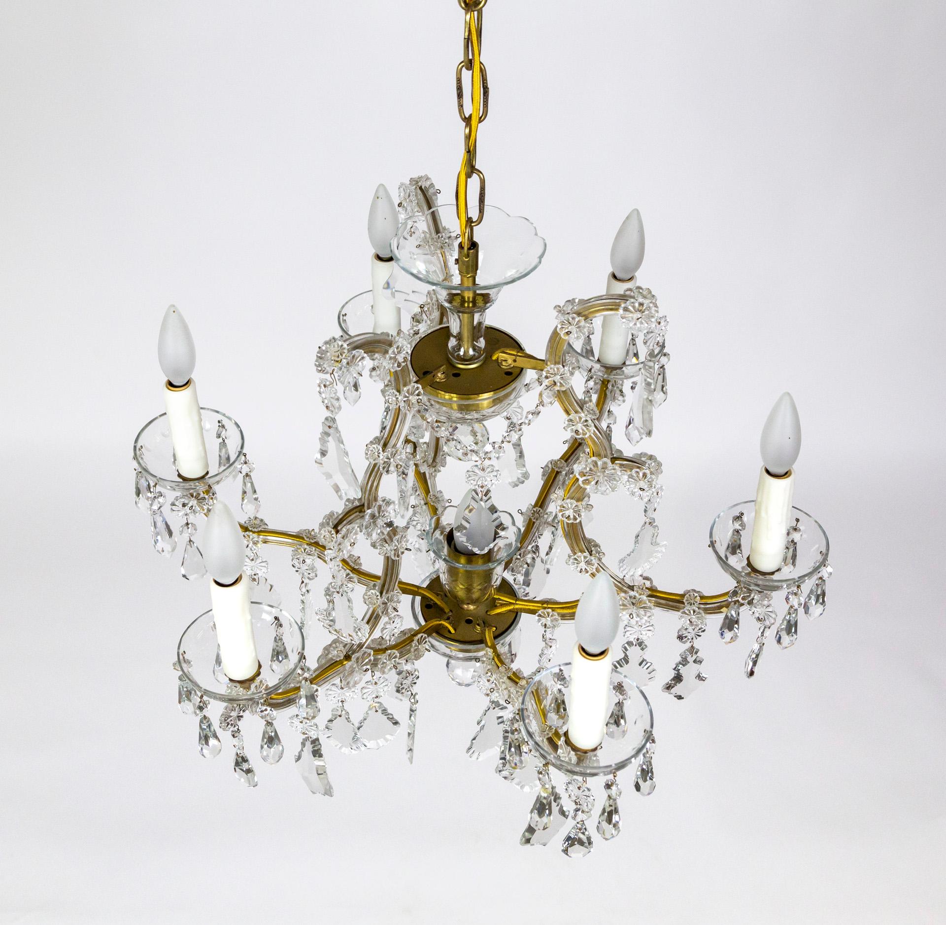 7-Light Multi-Crystal Maria Theresa Chandelier For Sale 8