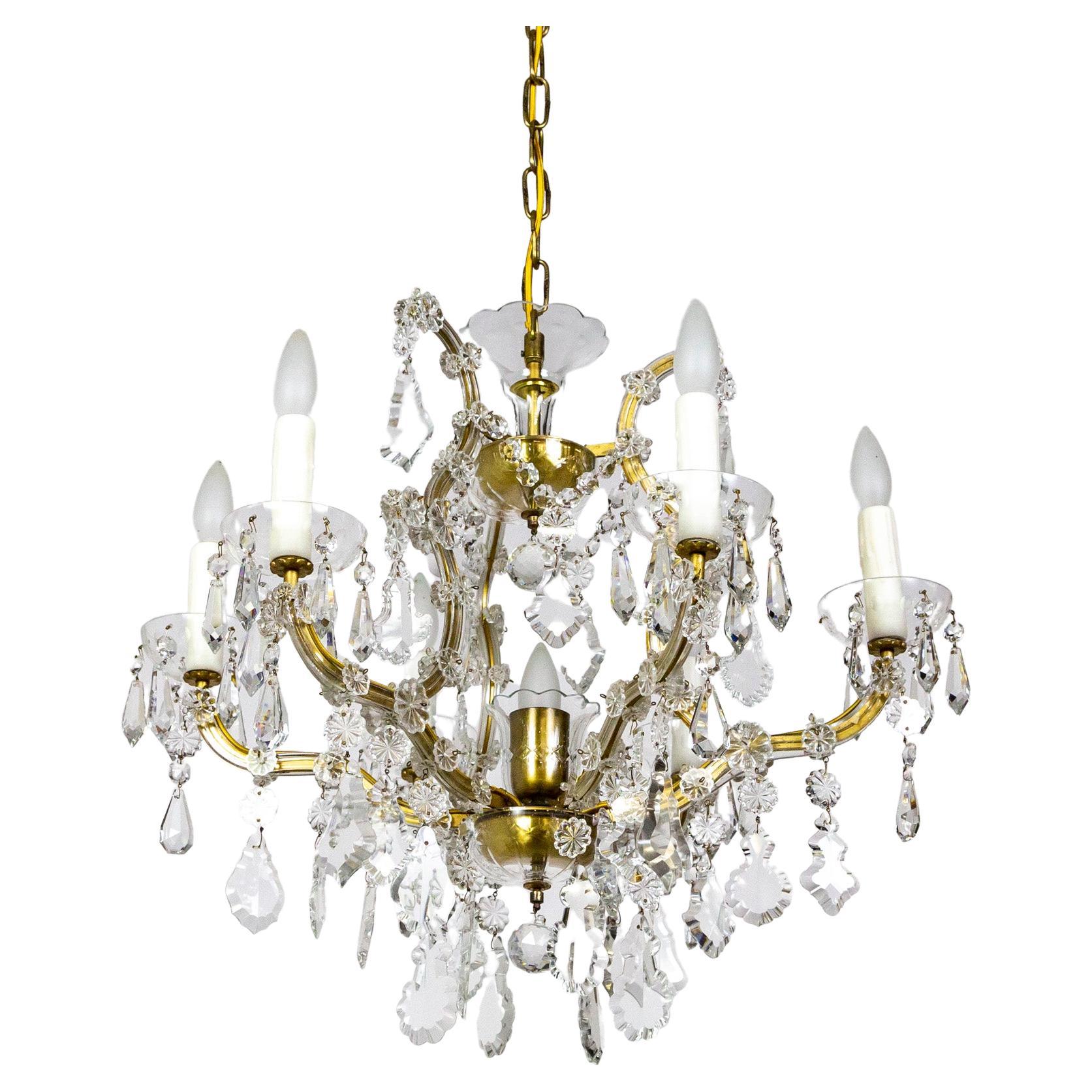 7-Light Multi-Crystal Maria Theresa Chandelier For Sale