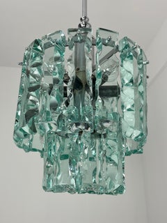 7-Light Nile Green Murano Glass Chandelier 1960s