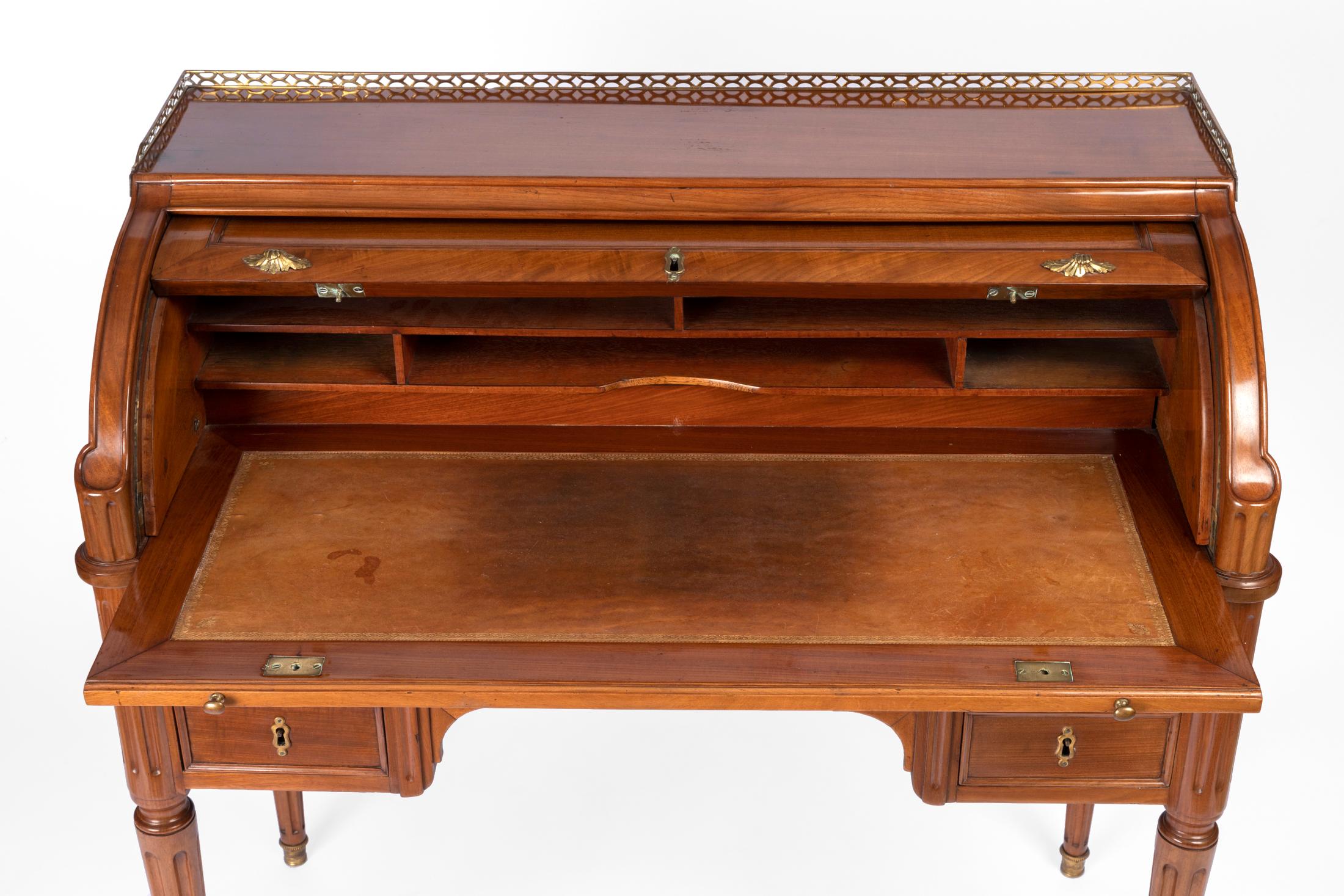 French 7 Louis XVI Period Cylinder Desk, 18th Century For Sale
