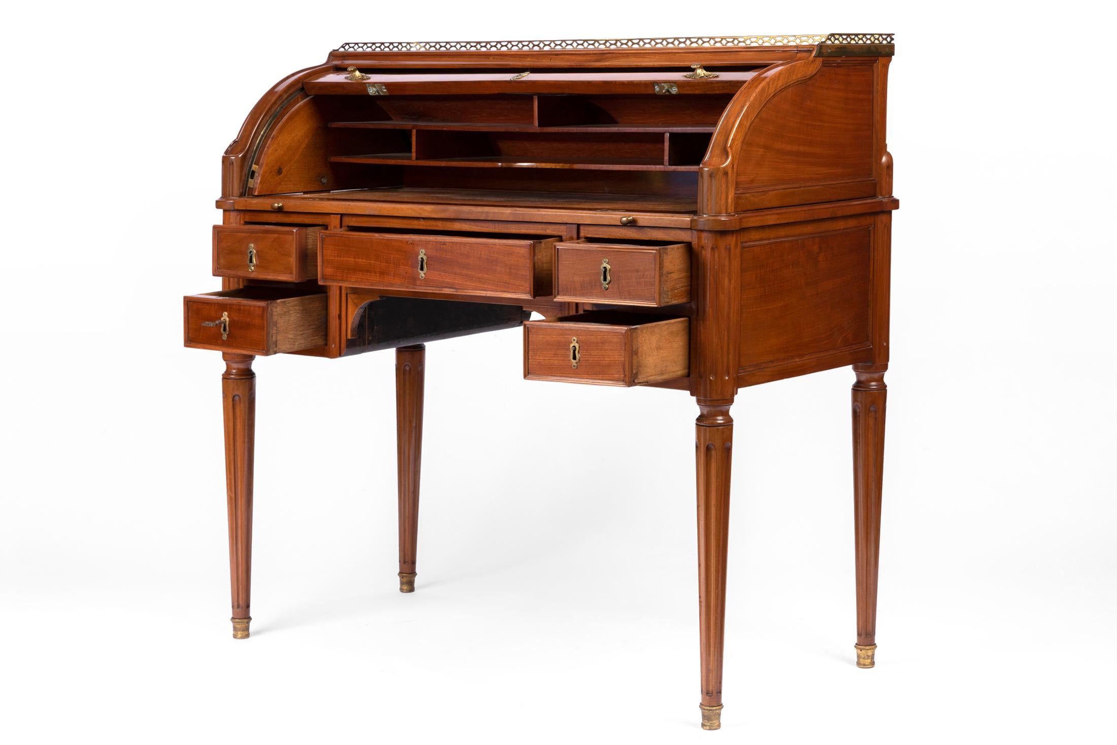 Mahogany 7 Louis XVI Period Cylinder Desk, 18th Century For Sale