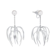7 Millimeter Matching South Sea Pearl White Gold Chandelier Earrings