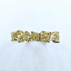 7 Natural Fancy Yellow Mixed Cut Diamond Half Eternity Ring in 18K Yellow Gold