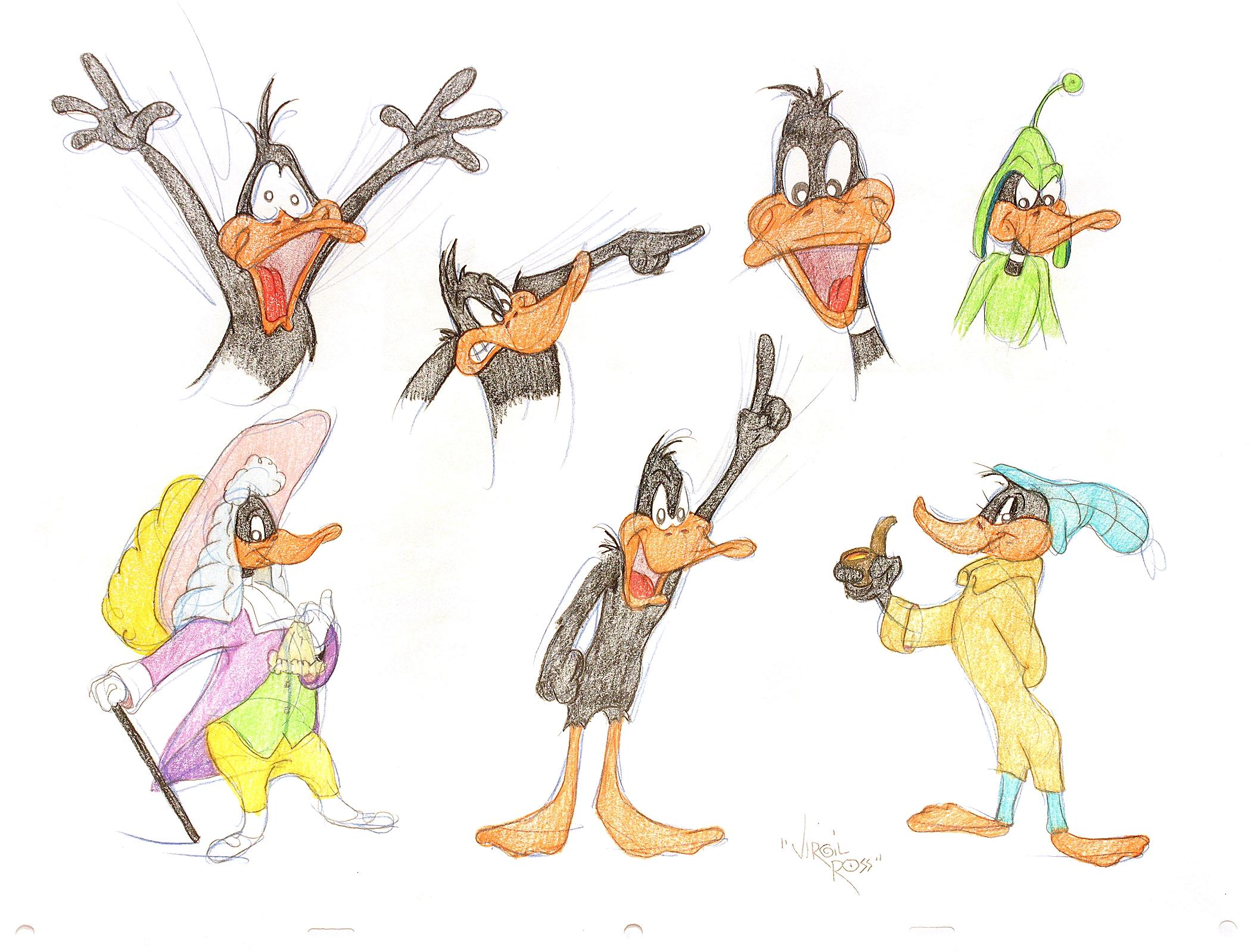 7 ORIGINAL DRAWINGS OF DAFFY DUCK - Signed By Virgil Ross For Sale at ...