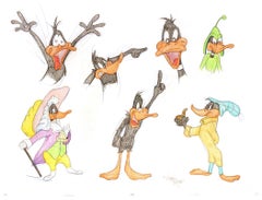 7 ORIGINAL DRAWINGS OF DAFFY DUCK - Signed By Virgil Ross