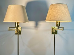 6 Pair of Georg W. Hansen Brass 1706 Double Swing Arm Wall Lamps