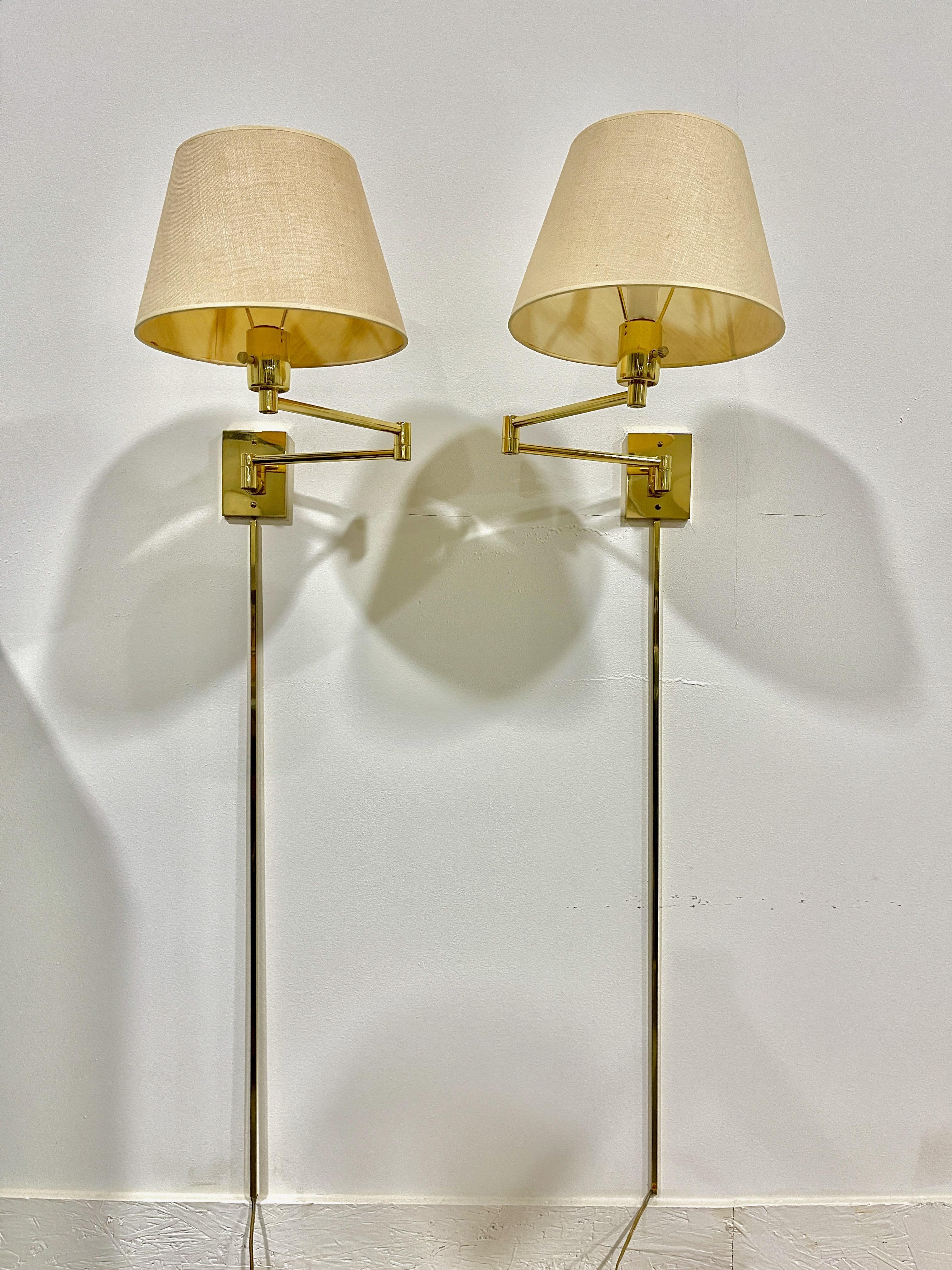 5 Pair of Georg W. Hansen Brass 1706 Double Swing Arm Wall Lamps For Sale 7