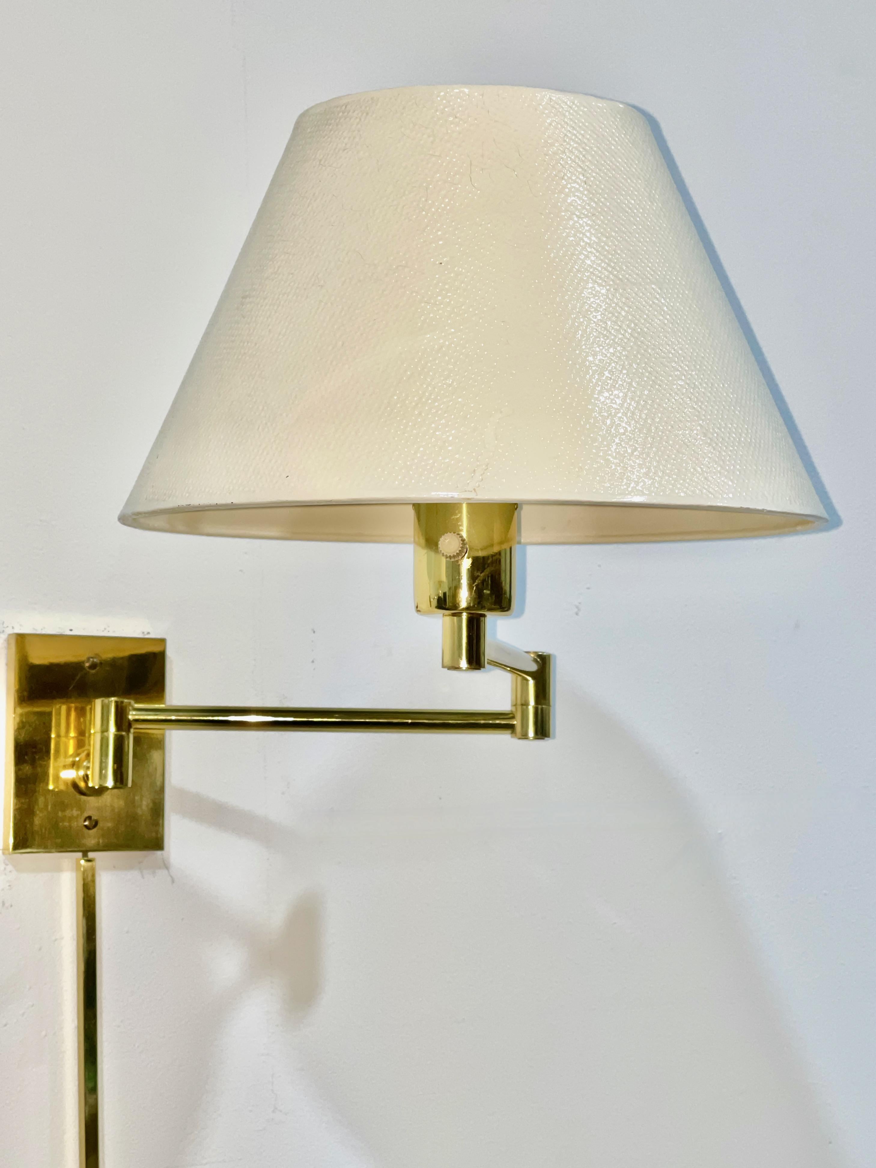 6 Pair of Georg W. Hansen Brass 1706 Double Swing Arm Wall Lamps For Sale 9