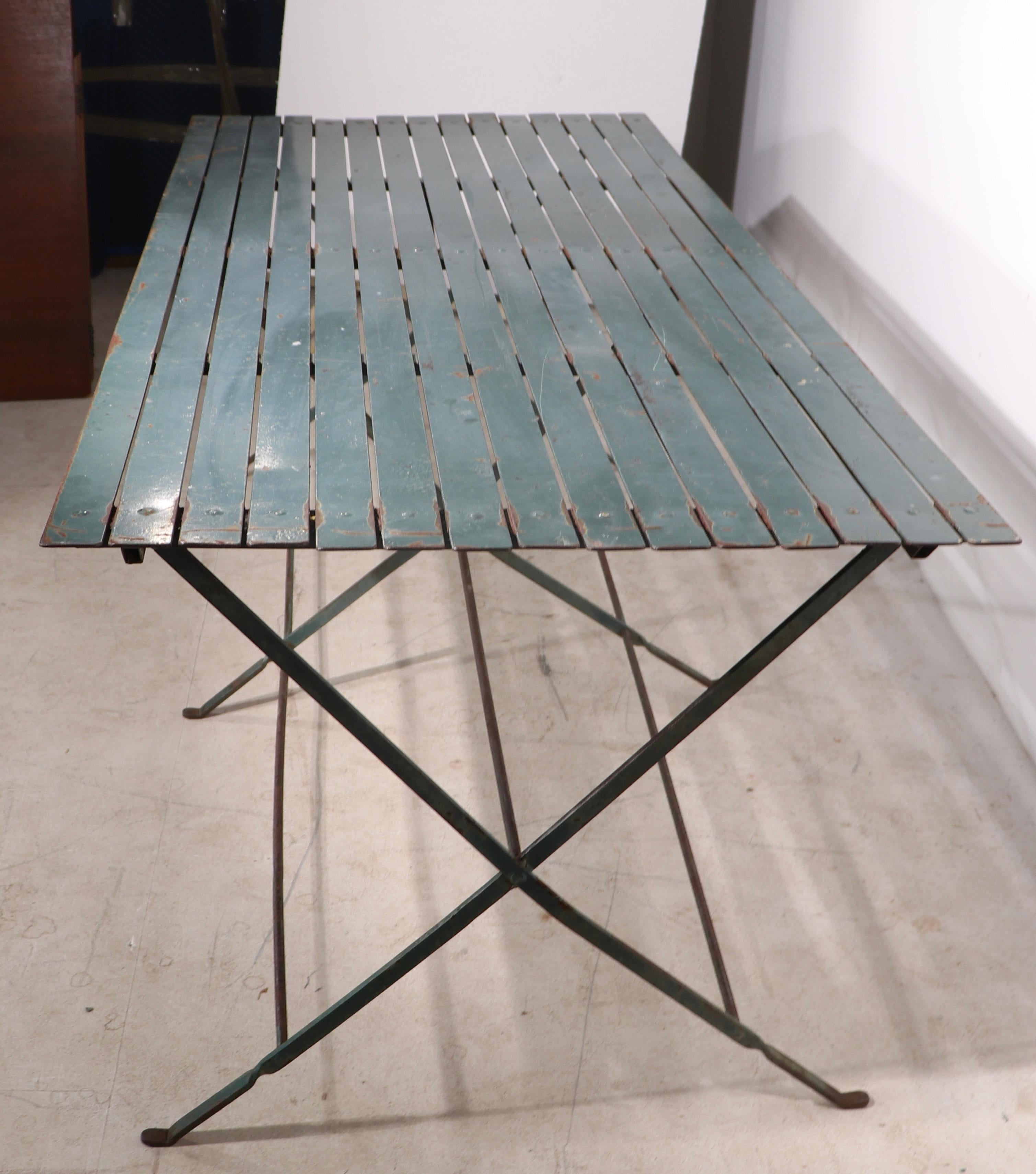 20th Century 7 Pc French Wrought Iron Garden Patio Dining Set Table and 6 Chairs 1920/1930