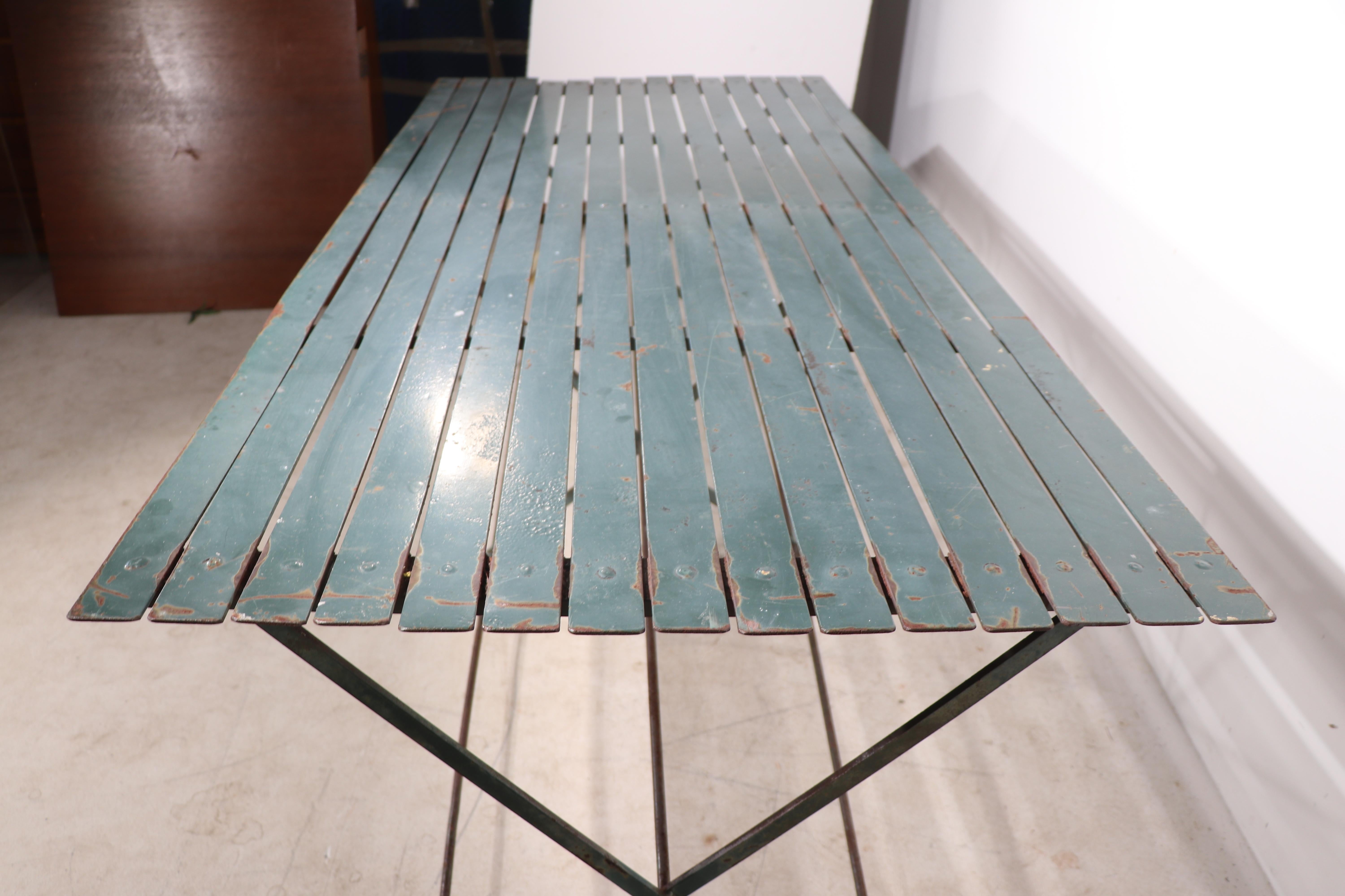 7 Pc French Wrought Iron Garden Patio Dining Set Table and 6 Chairs 1920/1930 1