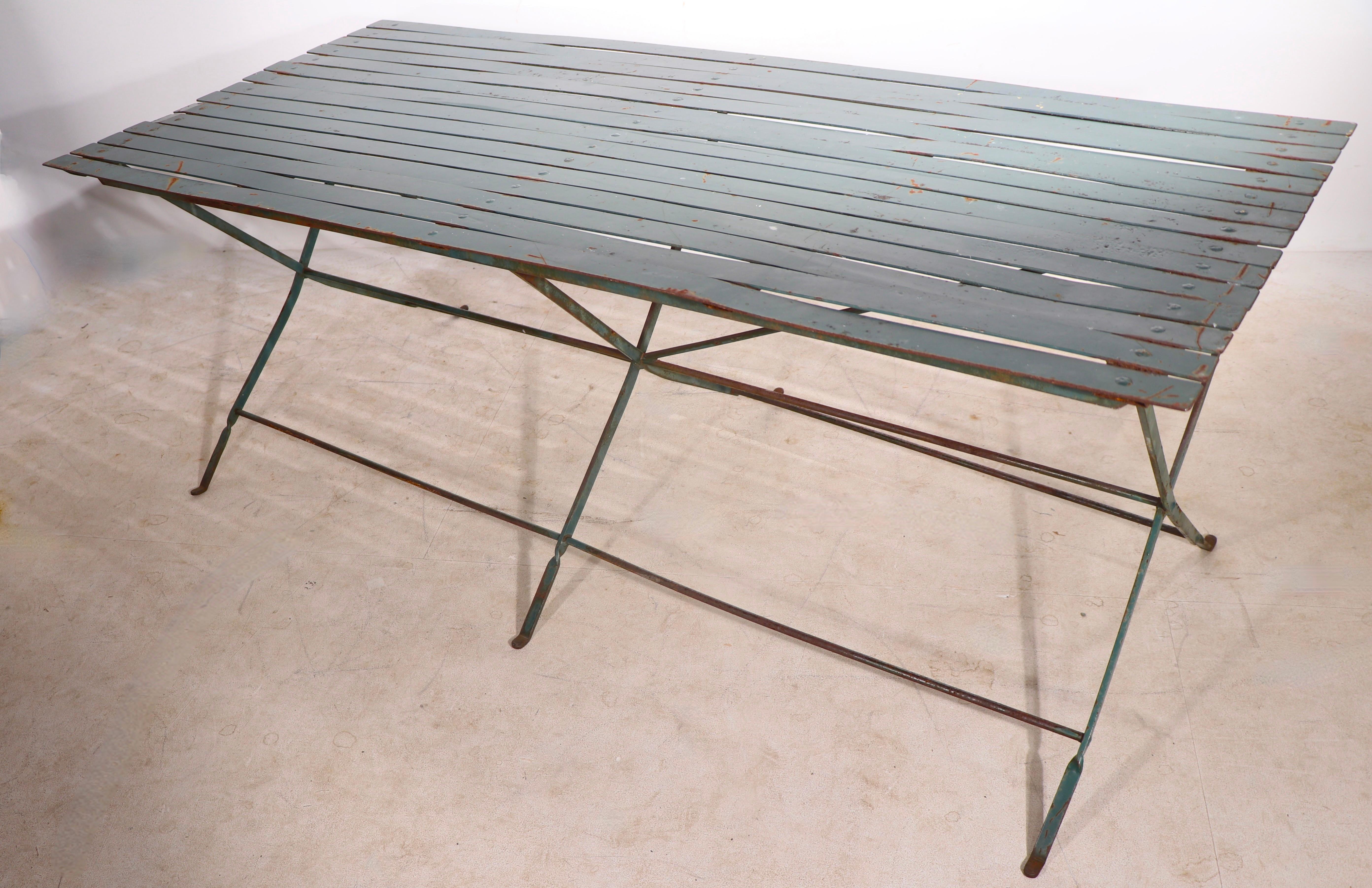 7 Pc French Wrought Iron Garden Patio Dining Set Table and 6 Chairs 1920/1930 2