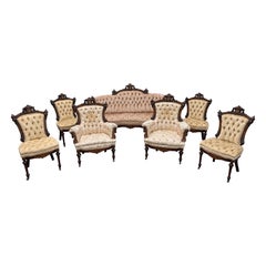 7 Pc, M & H Schrenkeisen or J. Jelliff American Renaissance Revival Parlor Suite