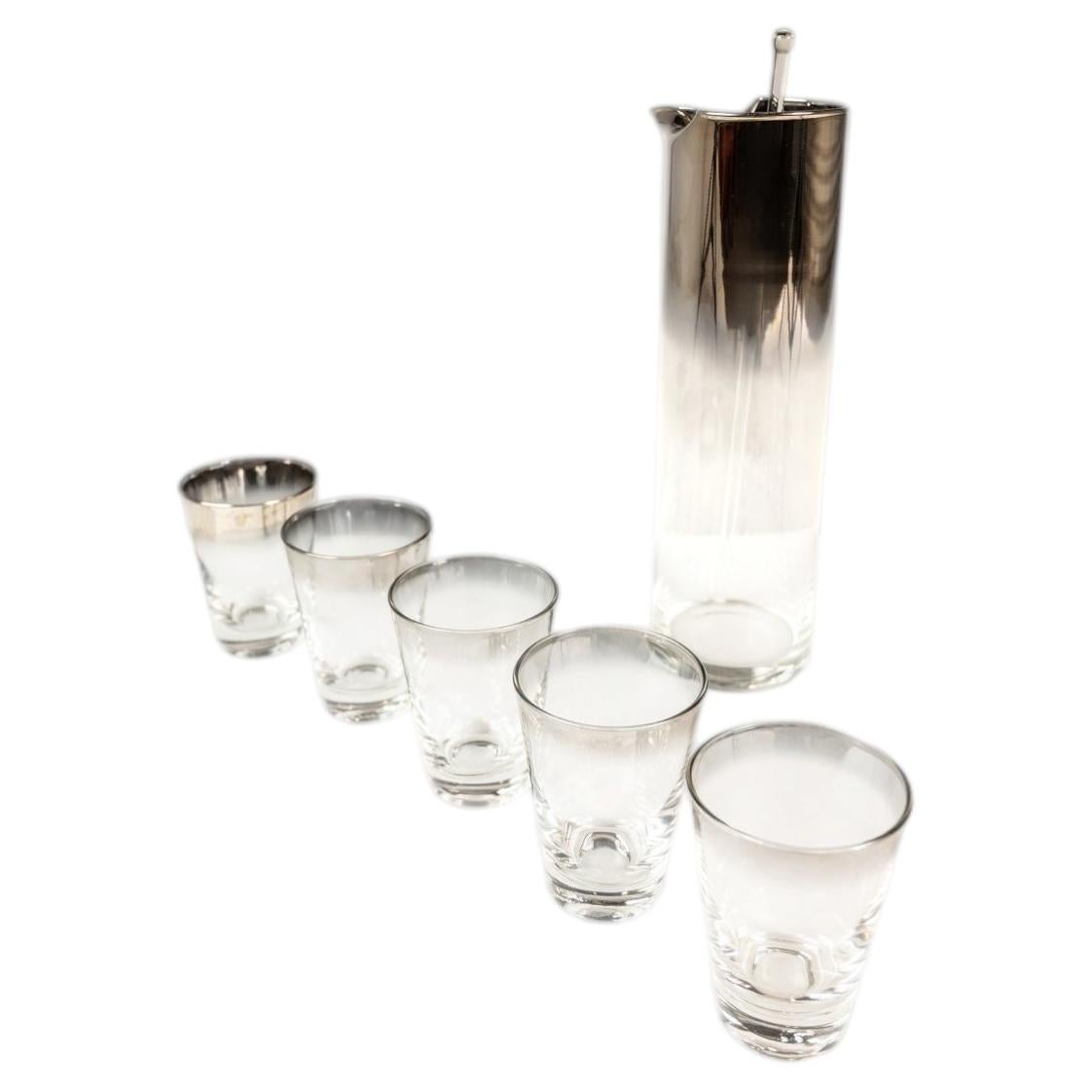 Ensemble de 7 carafes et verres à cocktail Martini, Dorothy Thorpe, États-Unis, années 1960