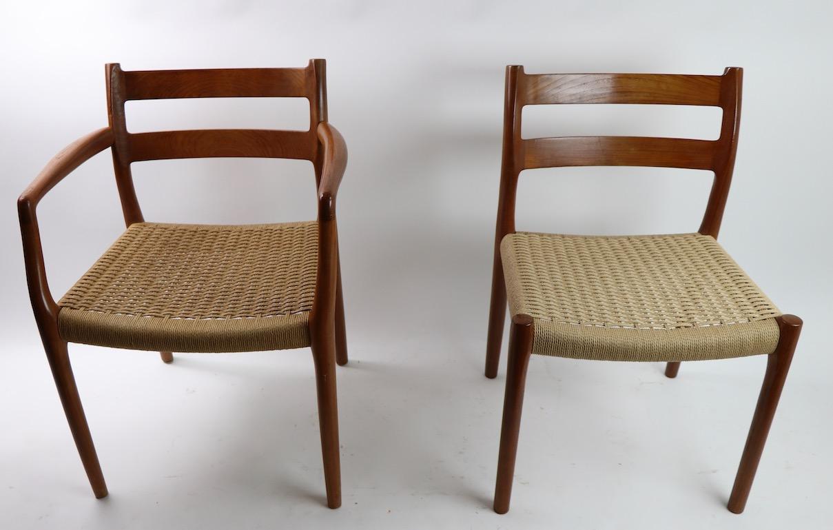 20th Century 7 Pc, Teak Danish Modern Dining Chairs by Moller