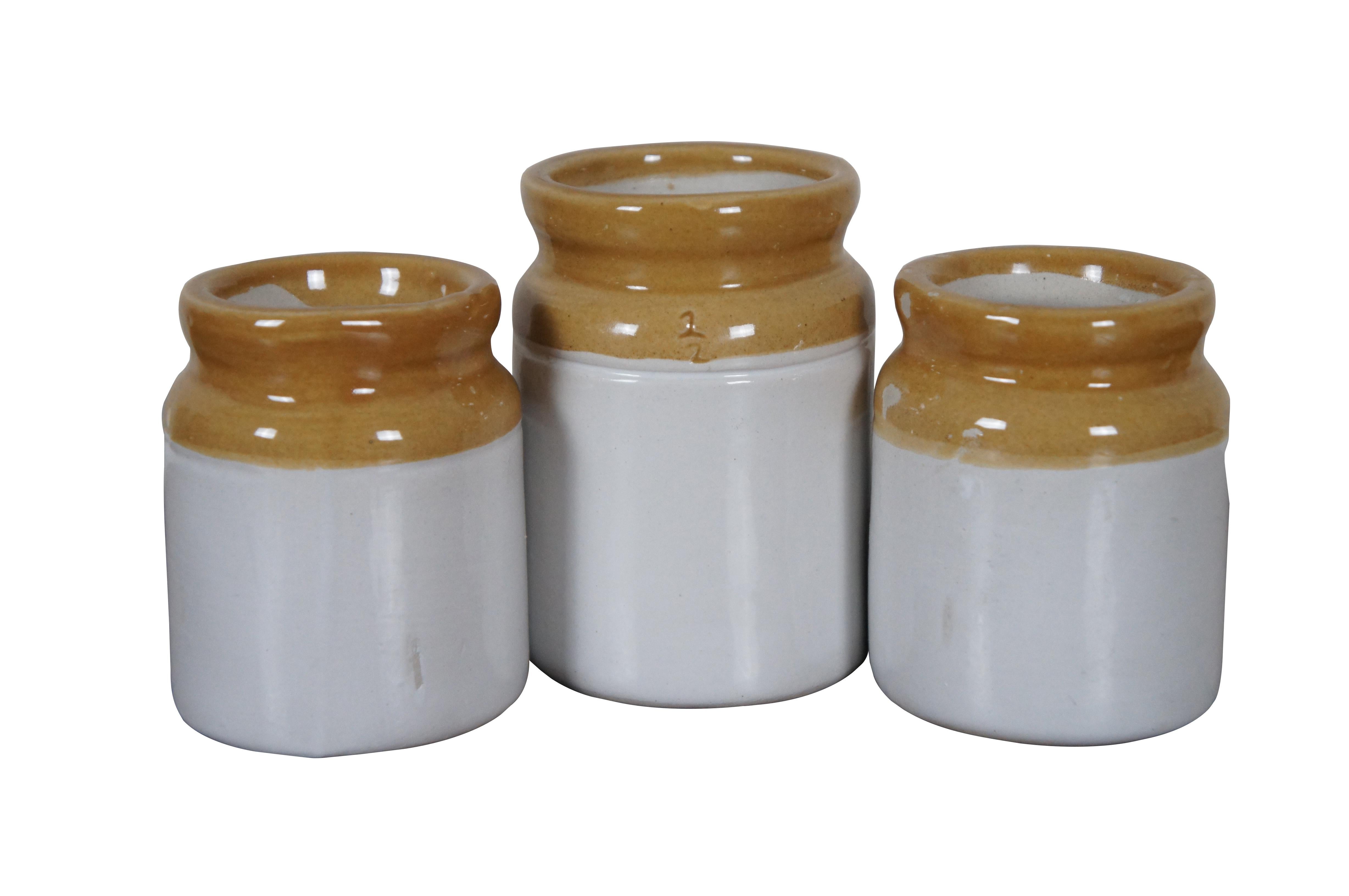 Country 7 Pcs Pearson & Co Chesterfield English Stoneware Crocks Cannister Biscuit Jar For Sale