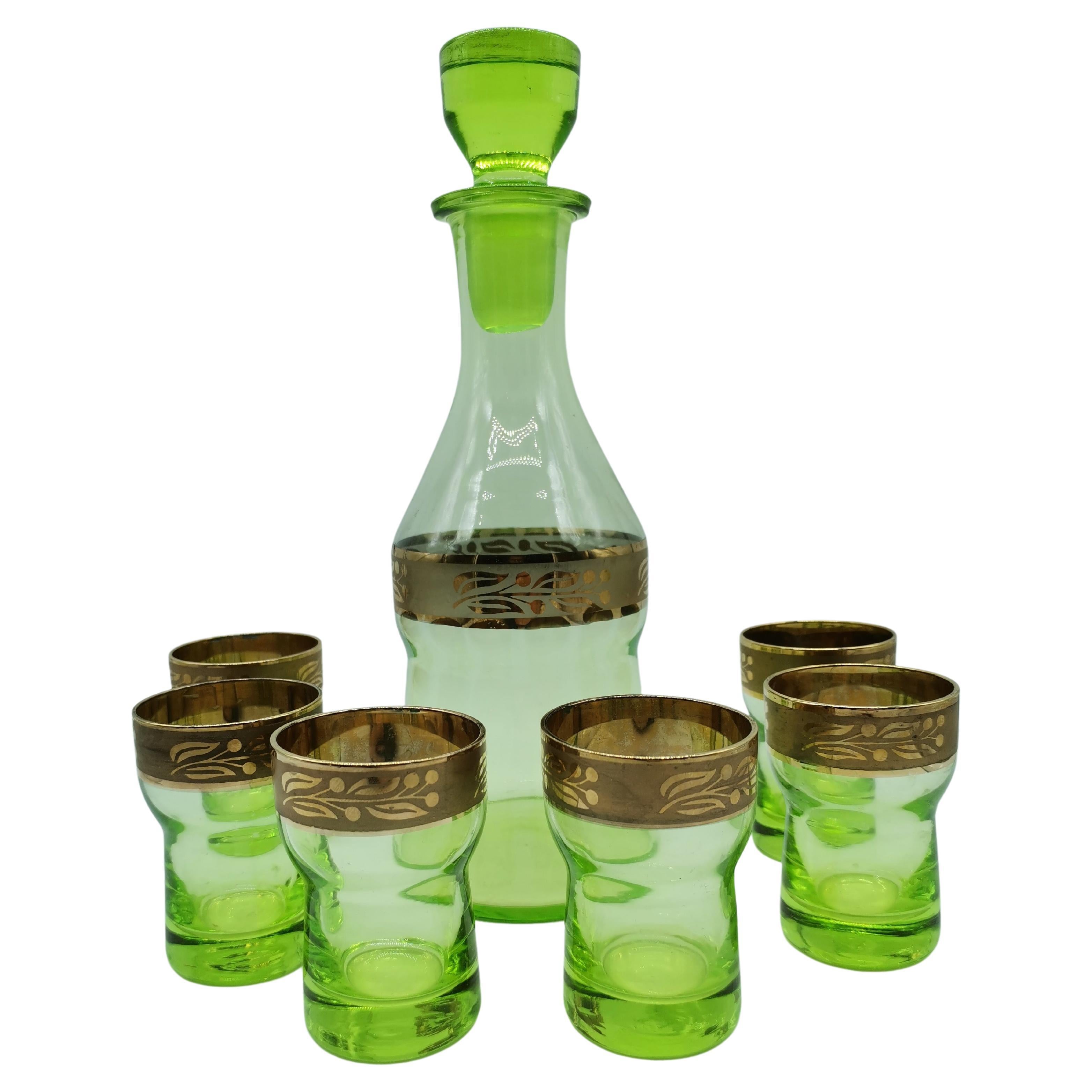 7 Pcs, Small Glasses and a Carafe, Glass