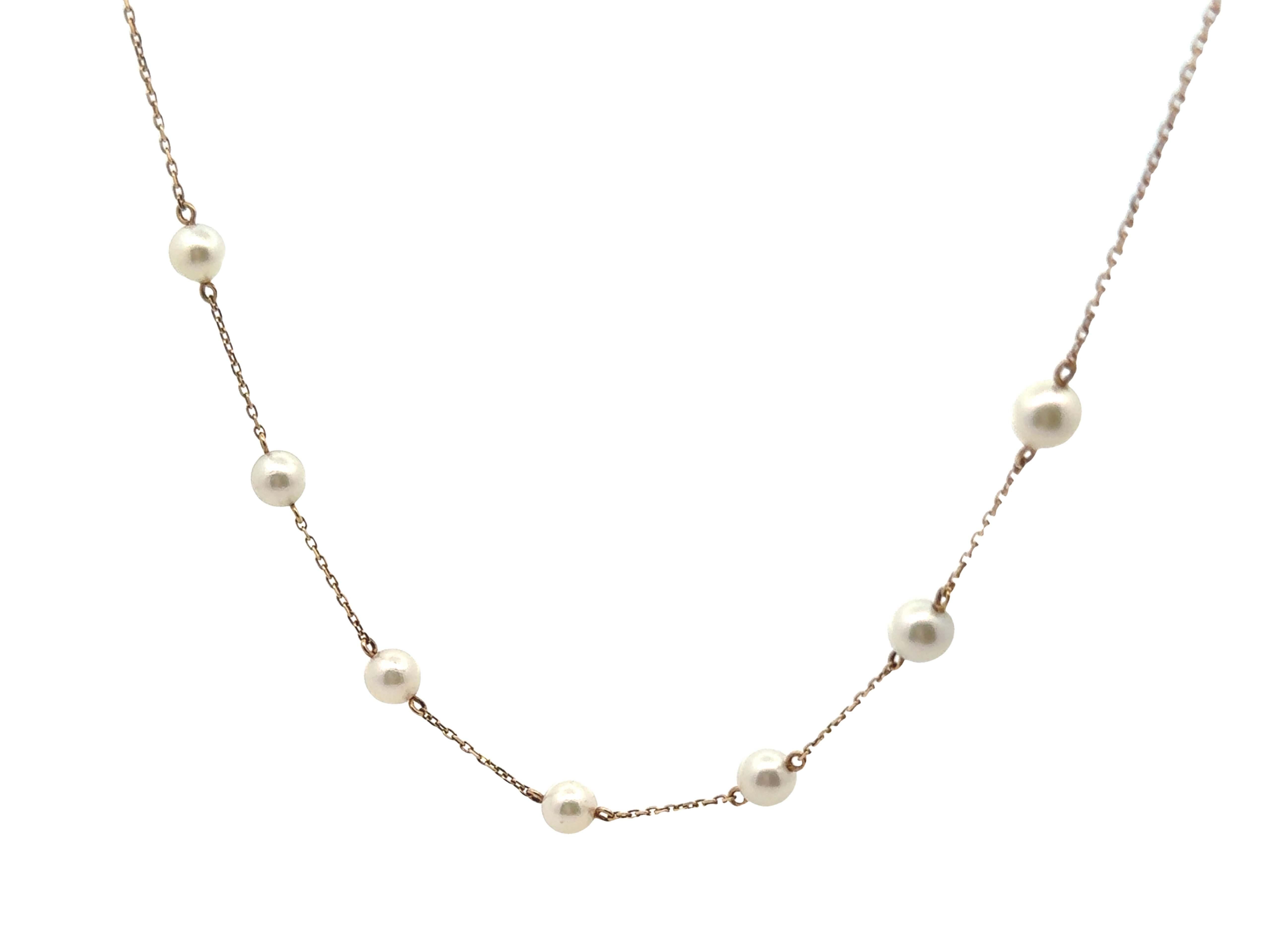 Moderno 7 Collana a catena di perle in oro giallo 18 carati in vendita